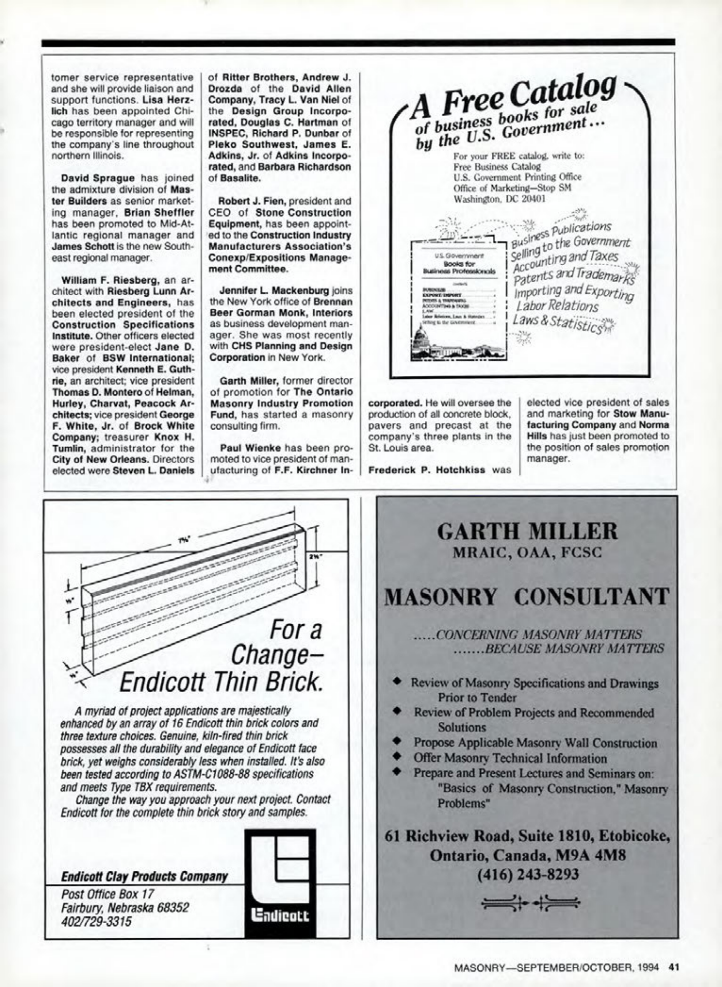 Masonry Magazine October 1994 Page. 41