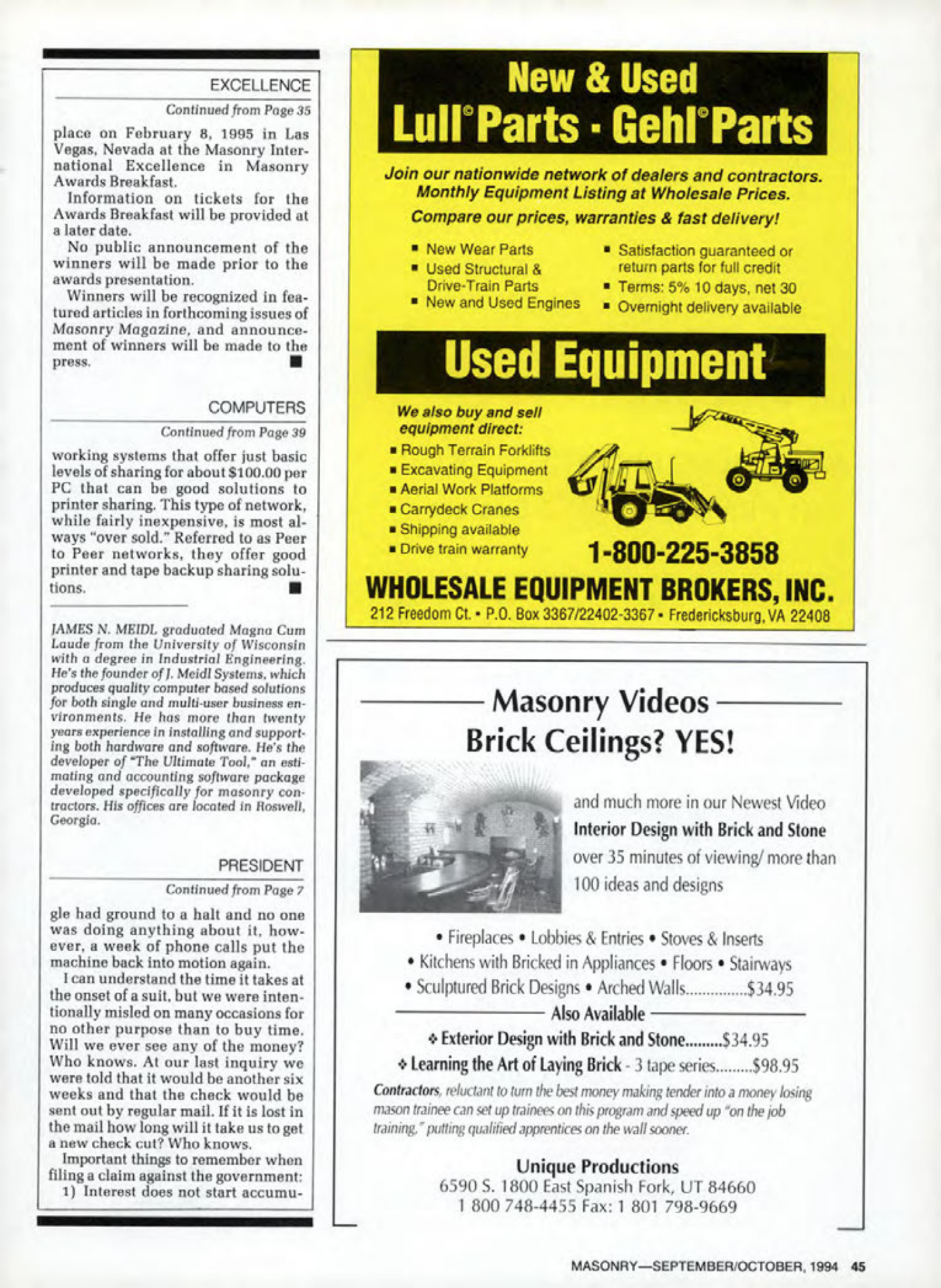 Masonry Magazine October 1994 Page. 45