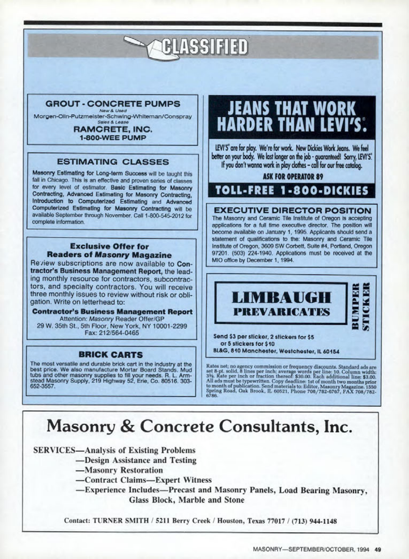 Masonry Magazine October 1994 Page. 49