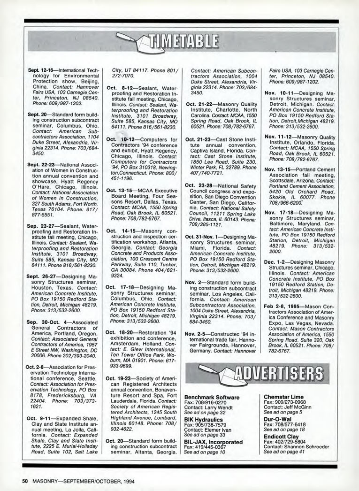 Masonry Magazine October 1994 Page. 50