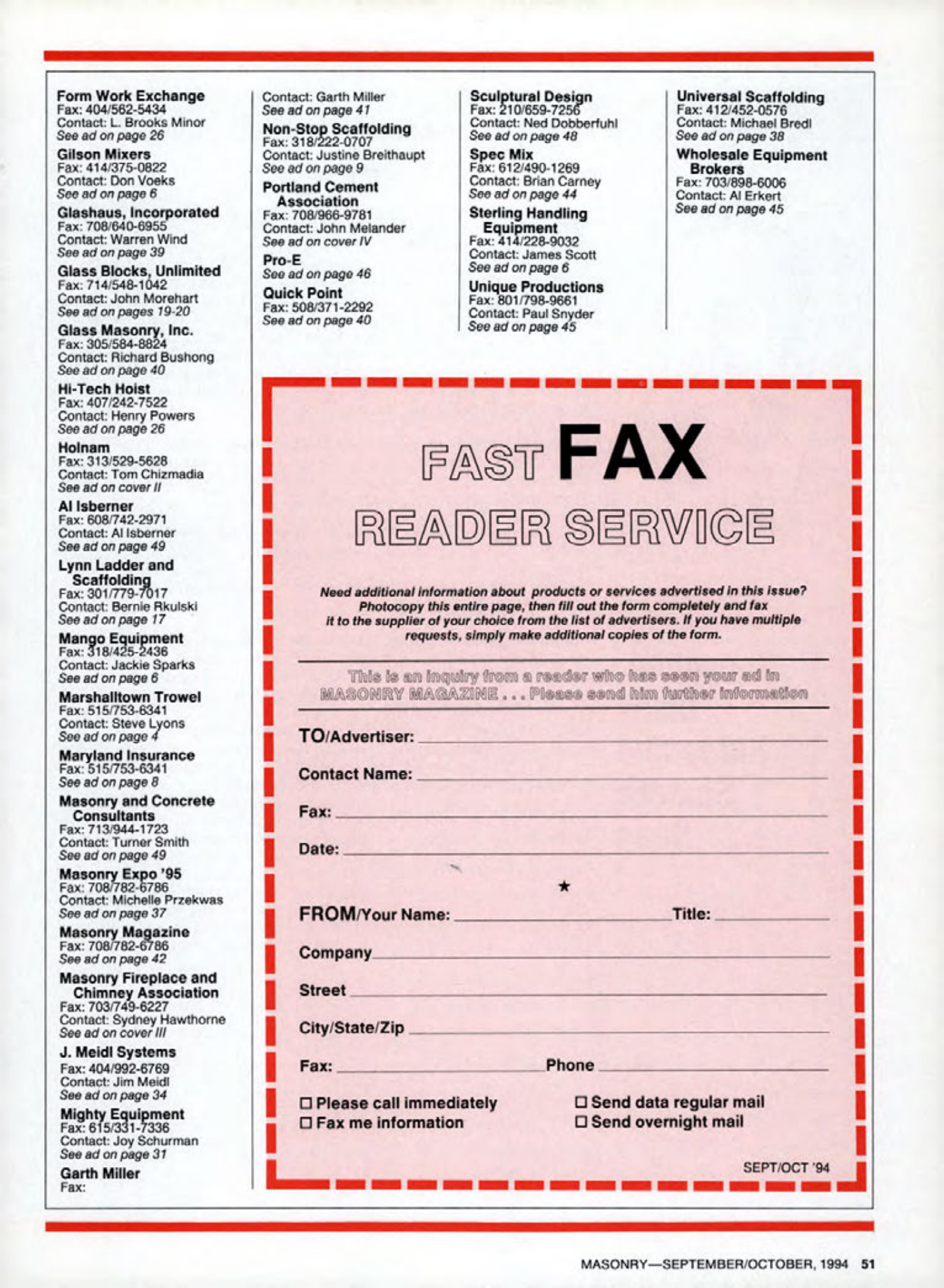 Masonry Magazine October 1994 Page. 51