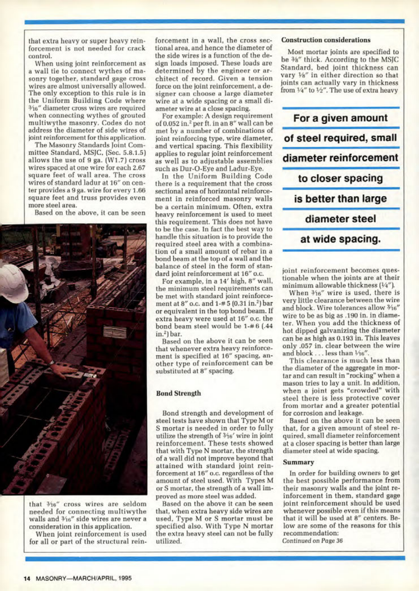 Masonry Magazine April 1995 Page. 14