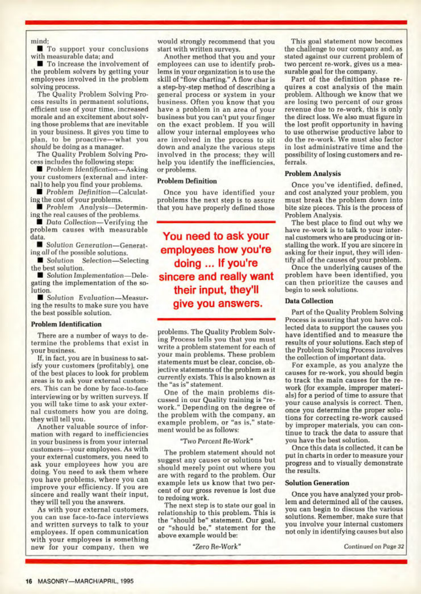 Masonry Magazine April 1995 Page. 16