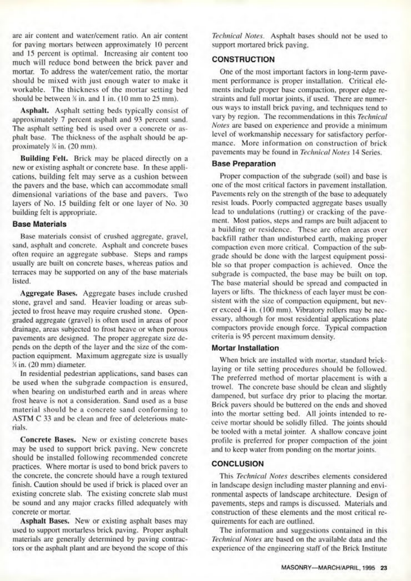 Masonry Magazine April 1995 Page. 23