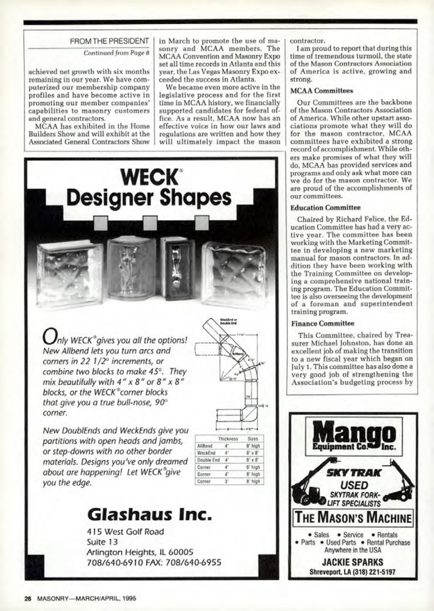 Masonry Magazine April 1995 Page. 26
