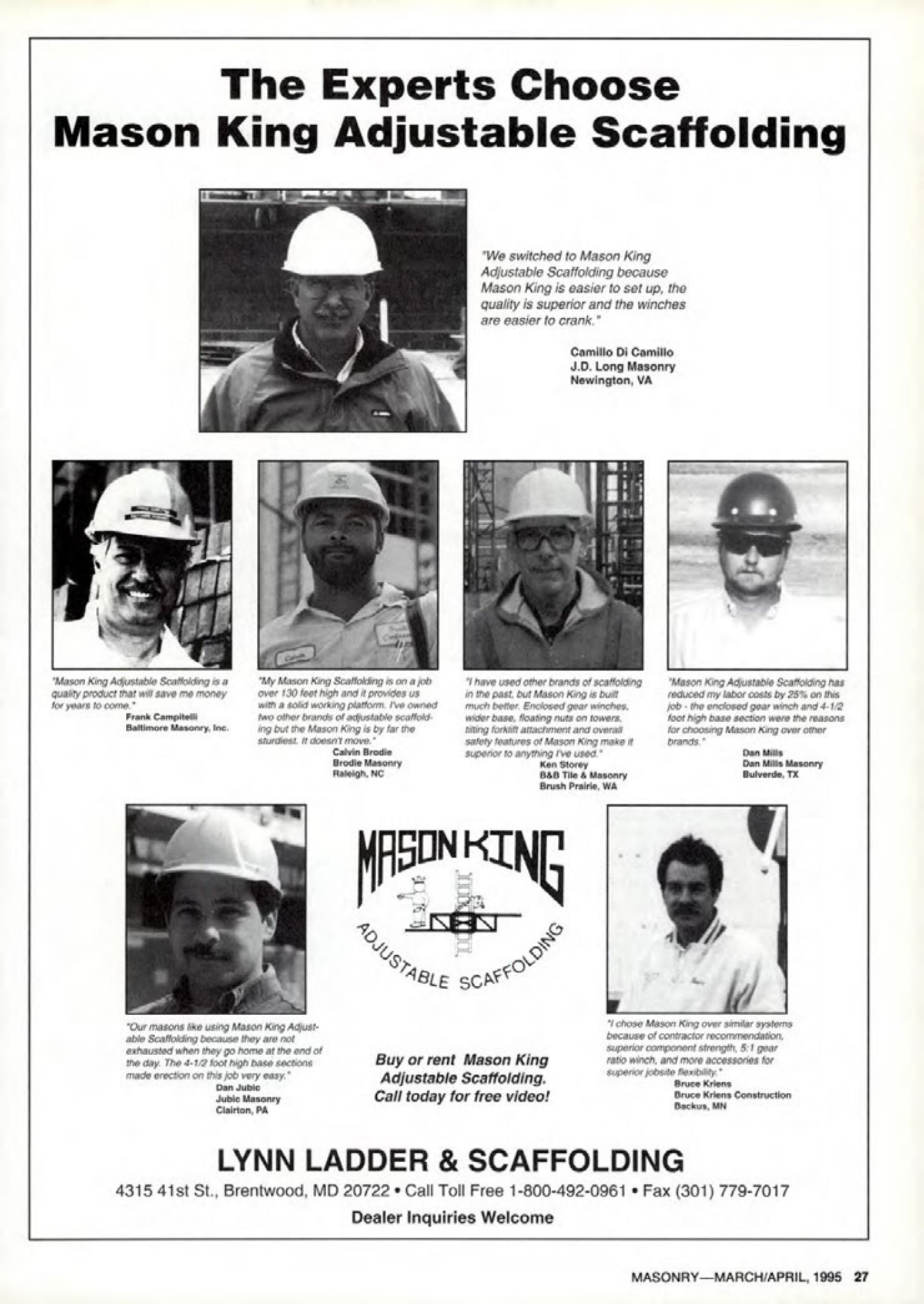 Masonry Magazine April 1995 Page. 27