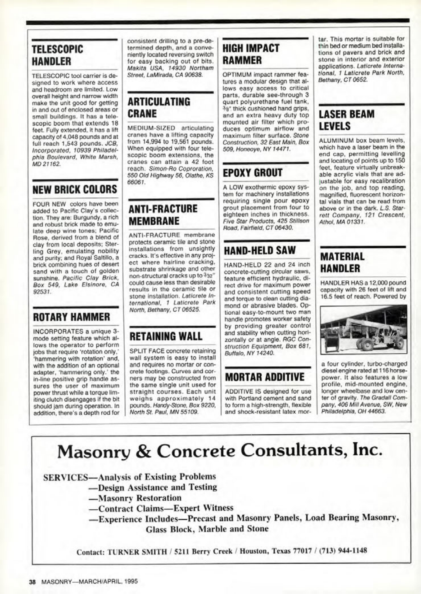 Masonry Magazine April 1995 Page. 38