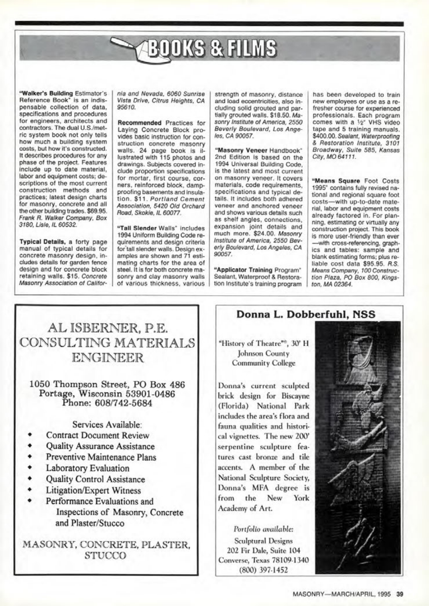 Masonry Magazine April 1995 Page. 39