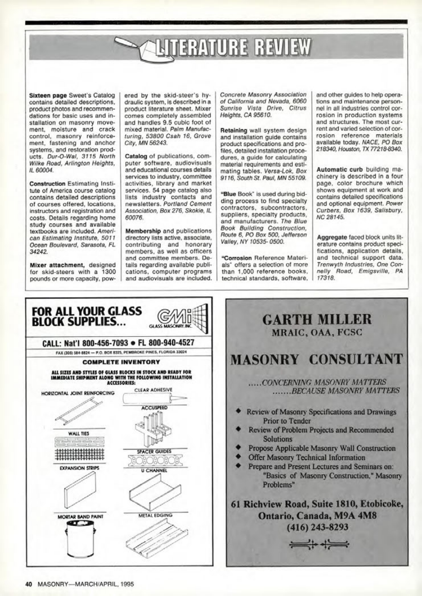 Masonry Magazine April 1995 Page. 40