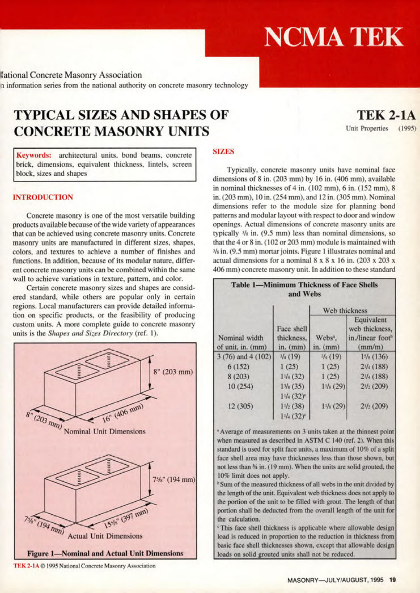 Masonry Magazine August 1995 Page. 19