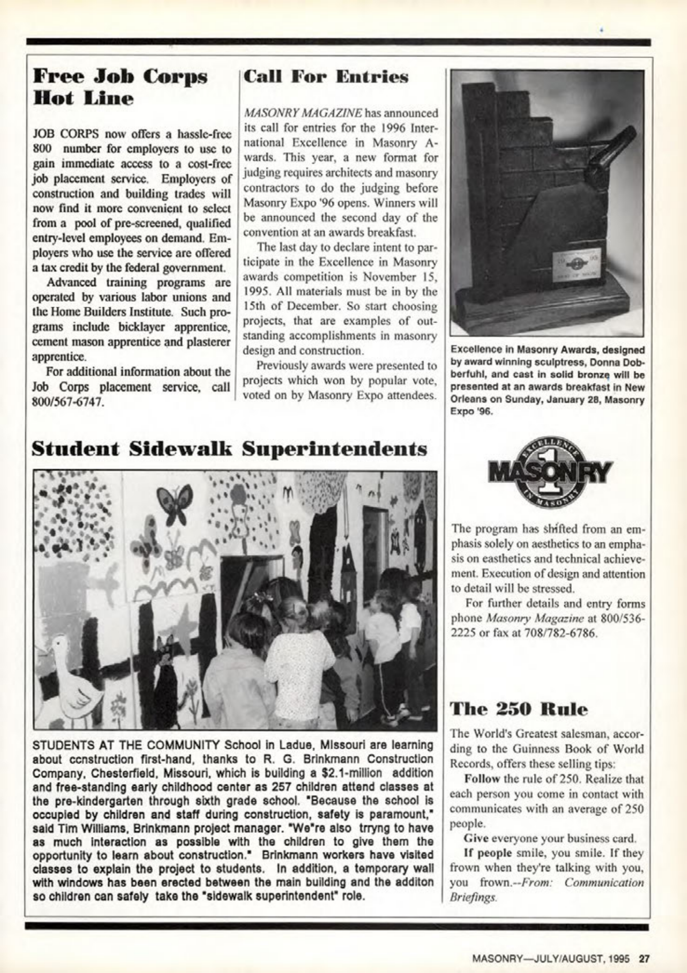 Masonry Magazine August 1995 Page. 27
