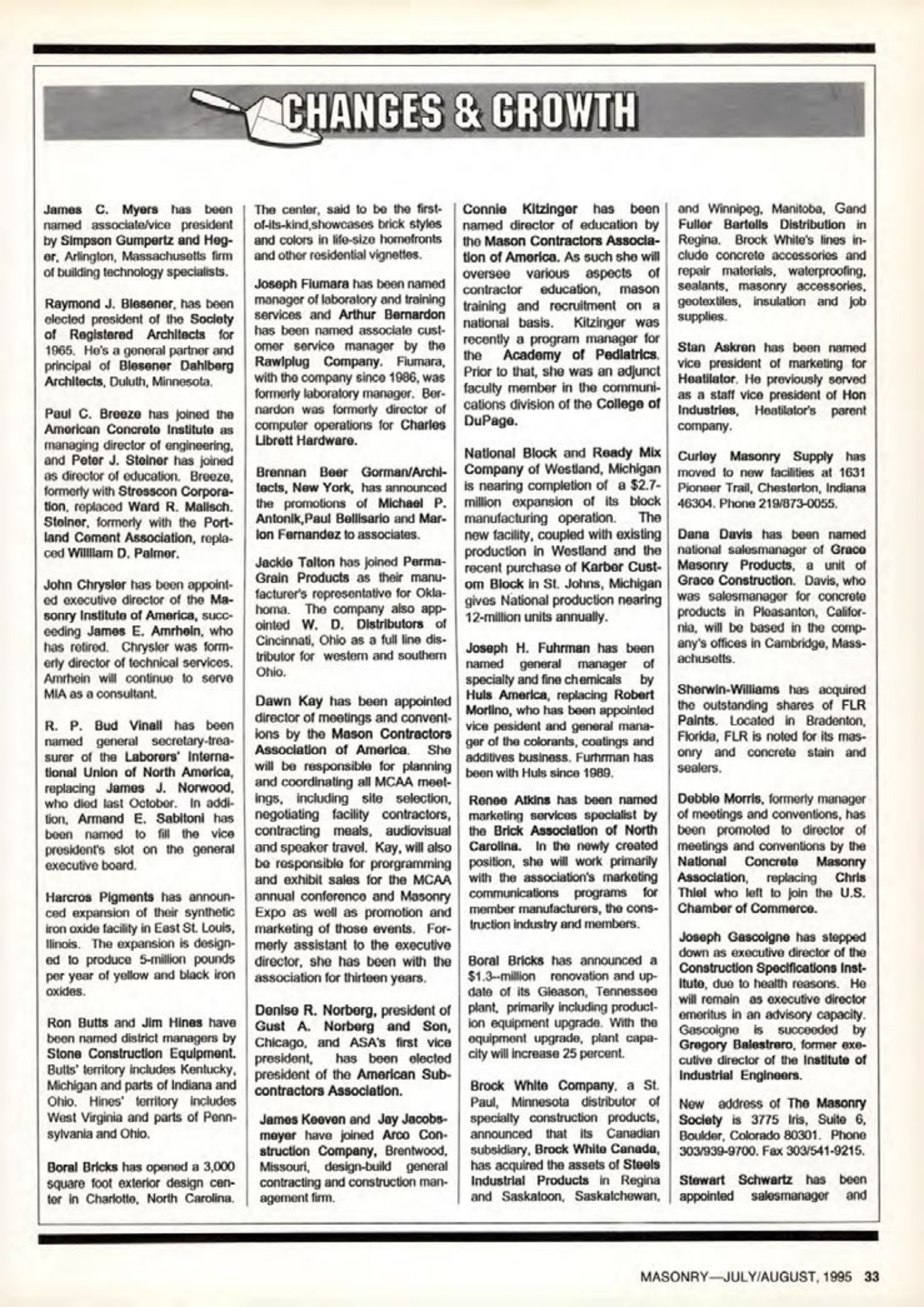 Masonry Magazine August 1995 Page. 33