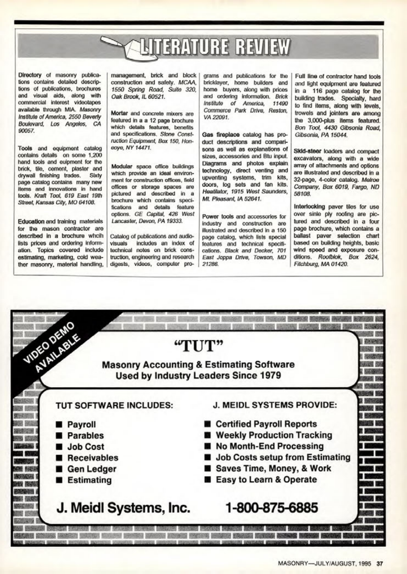 Masonry Magazine August 1995 Page. 37