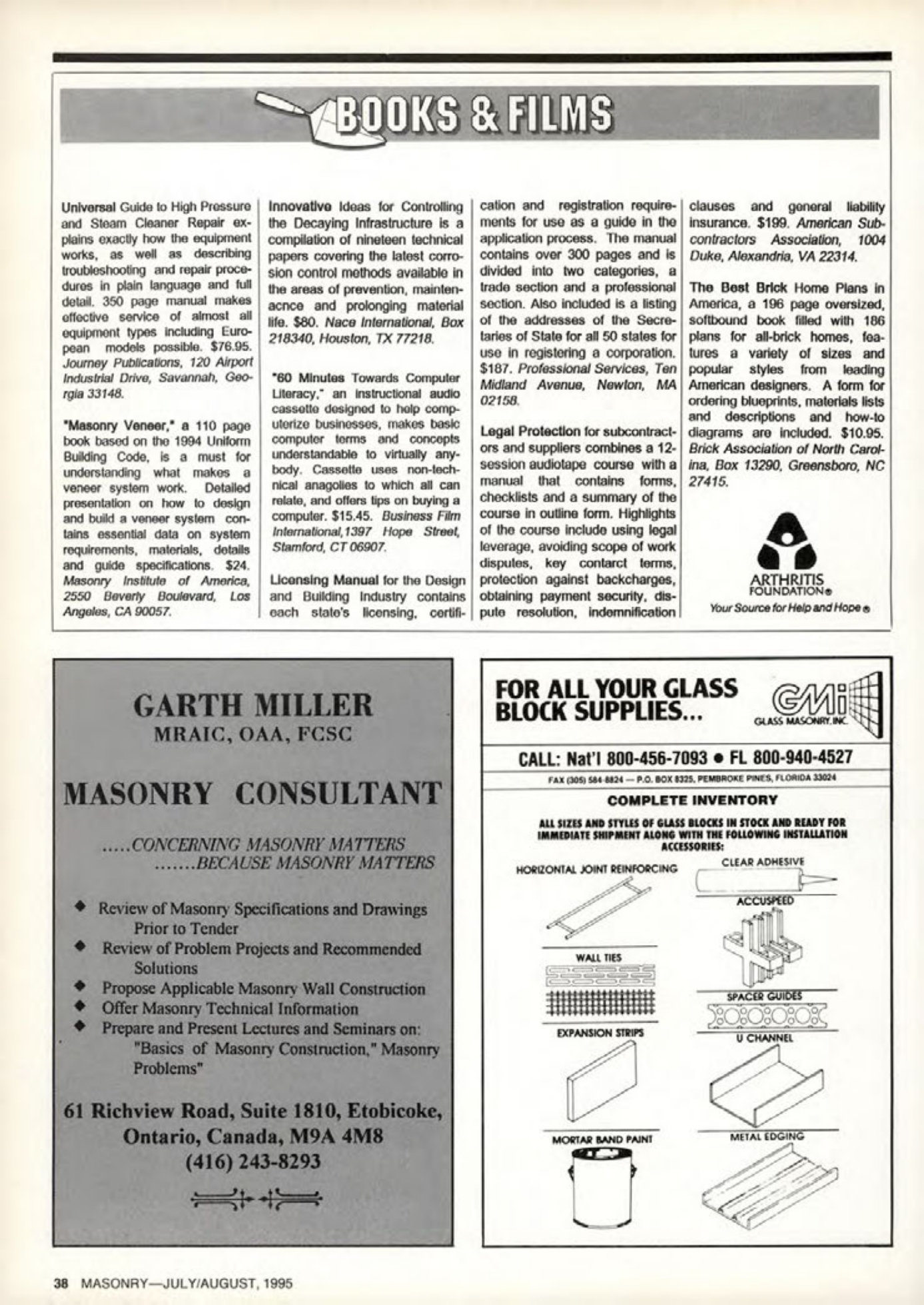 Masonry Magazine August 1995 Page. 38