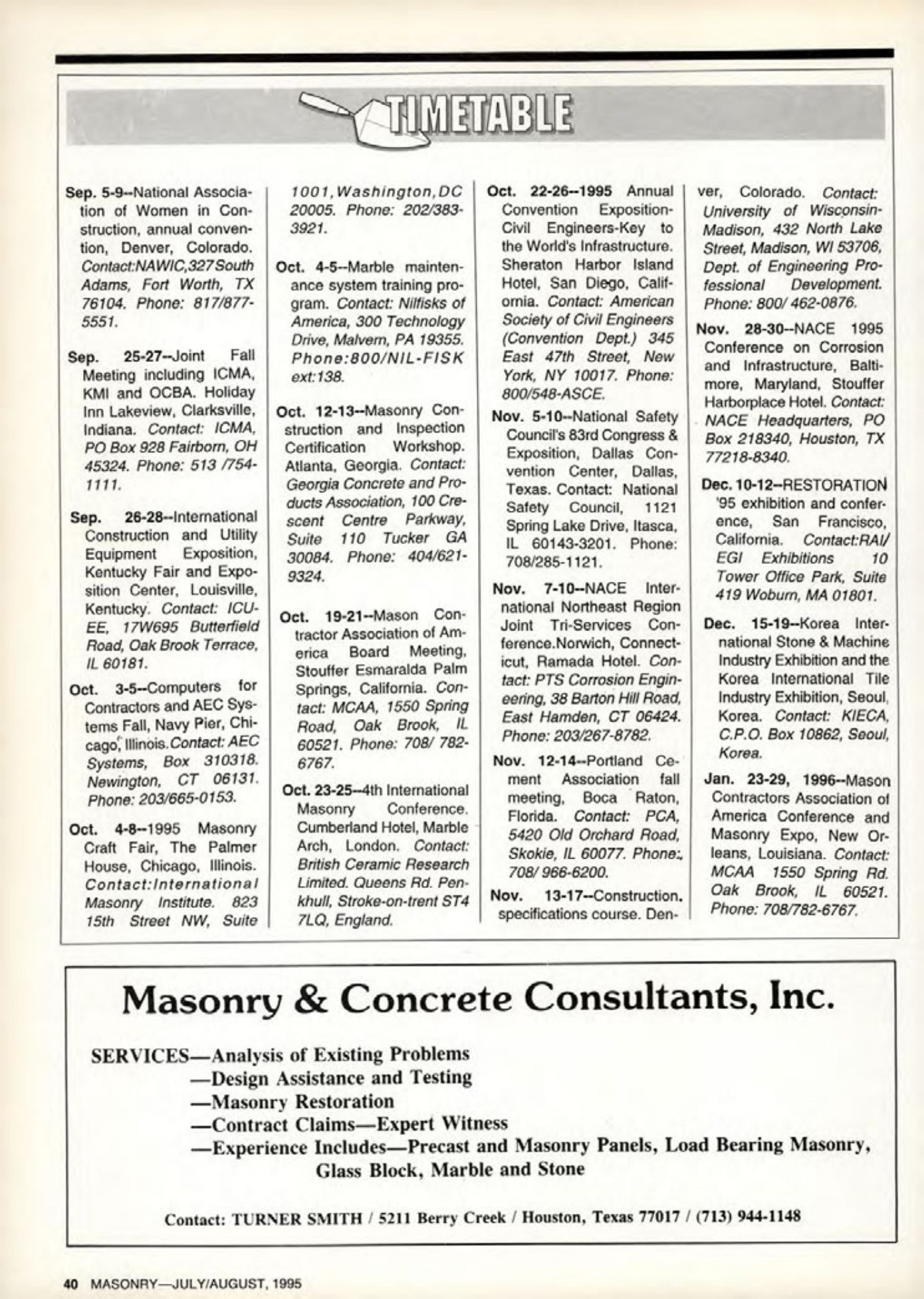 Masonry Magazine August 1995 Page. 40