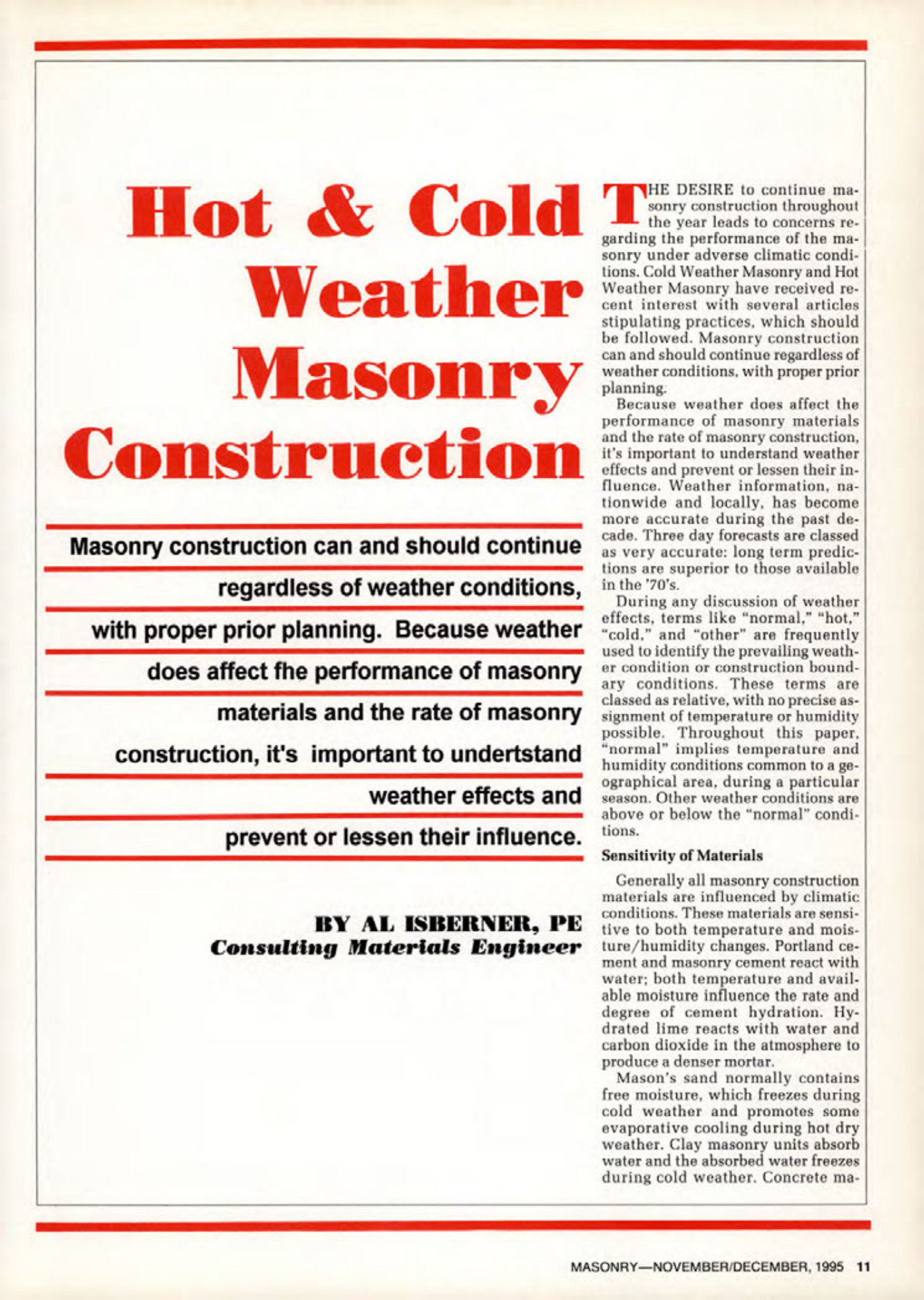 Masonry Magazine December 1995 Page. 11