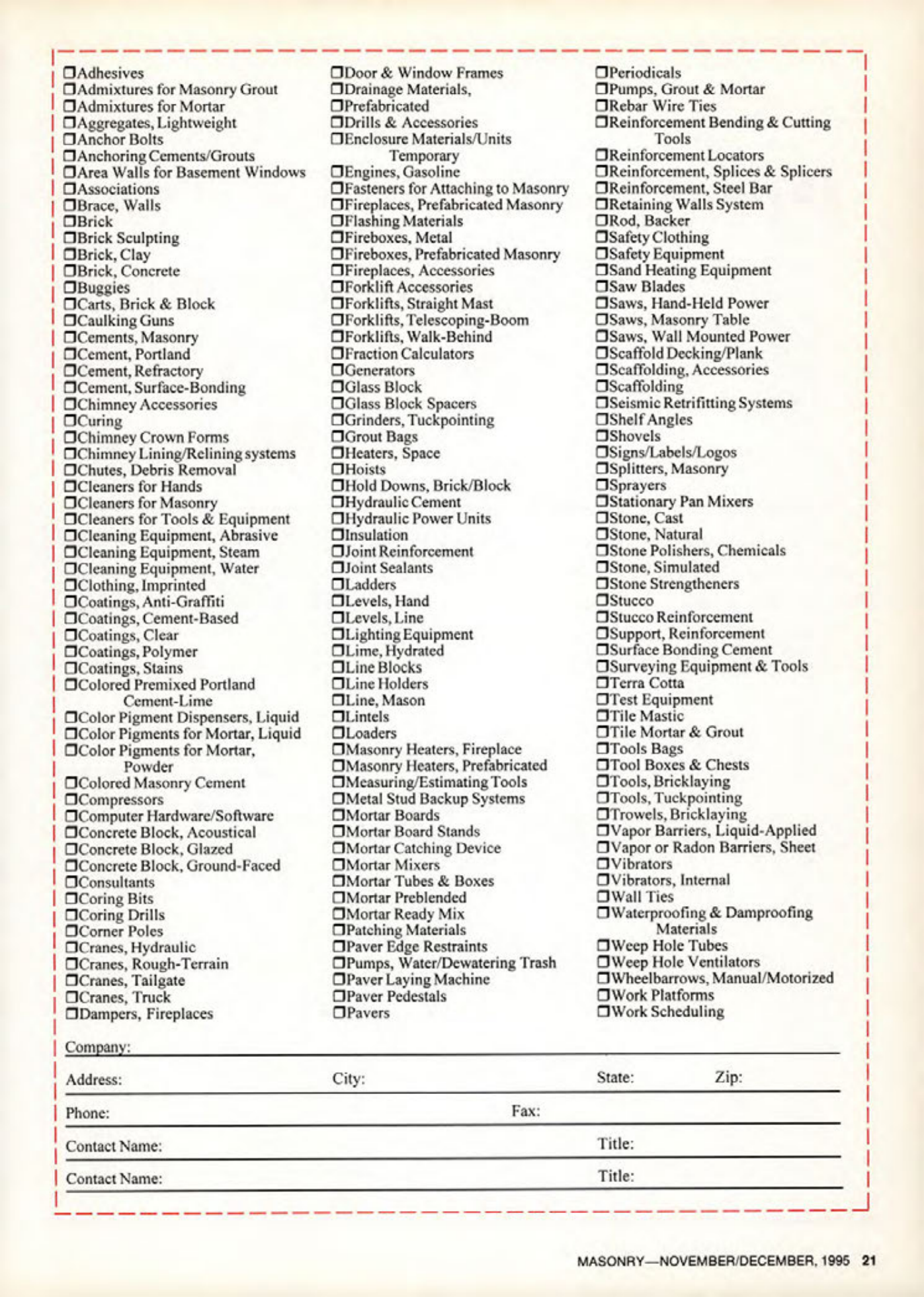 Masonry Magazine December 1995 Page. 21