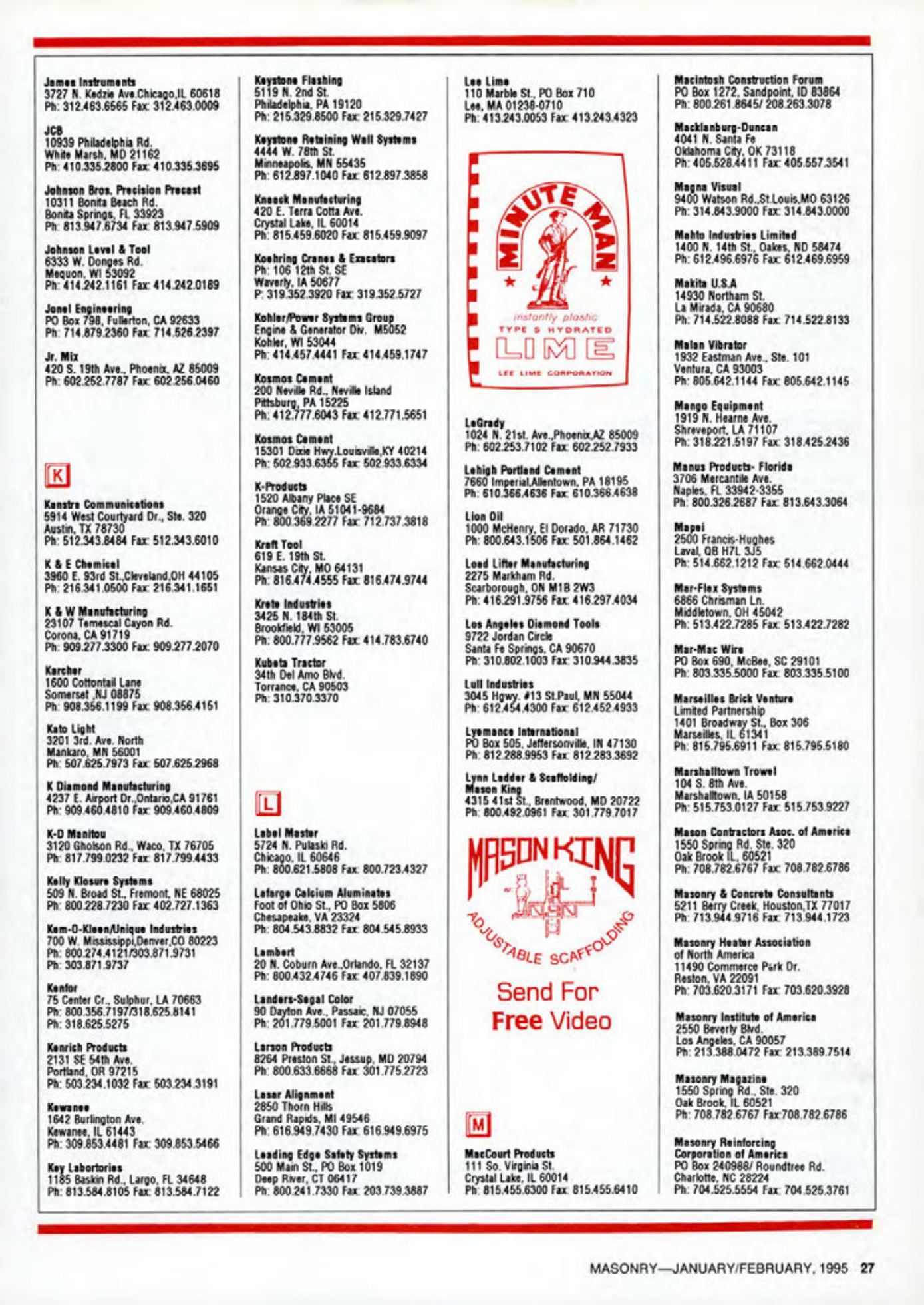 Masonry Magazine February 1995 Page. 27