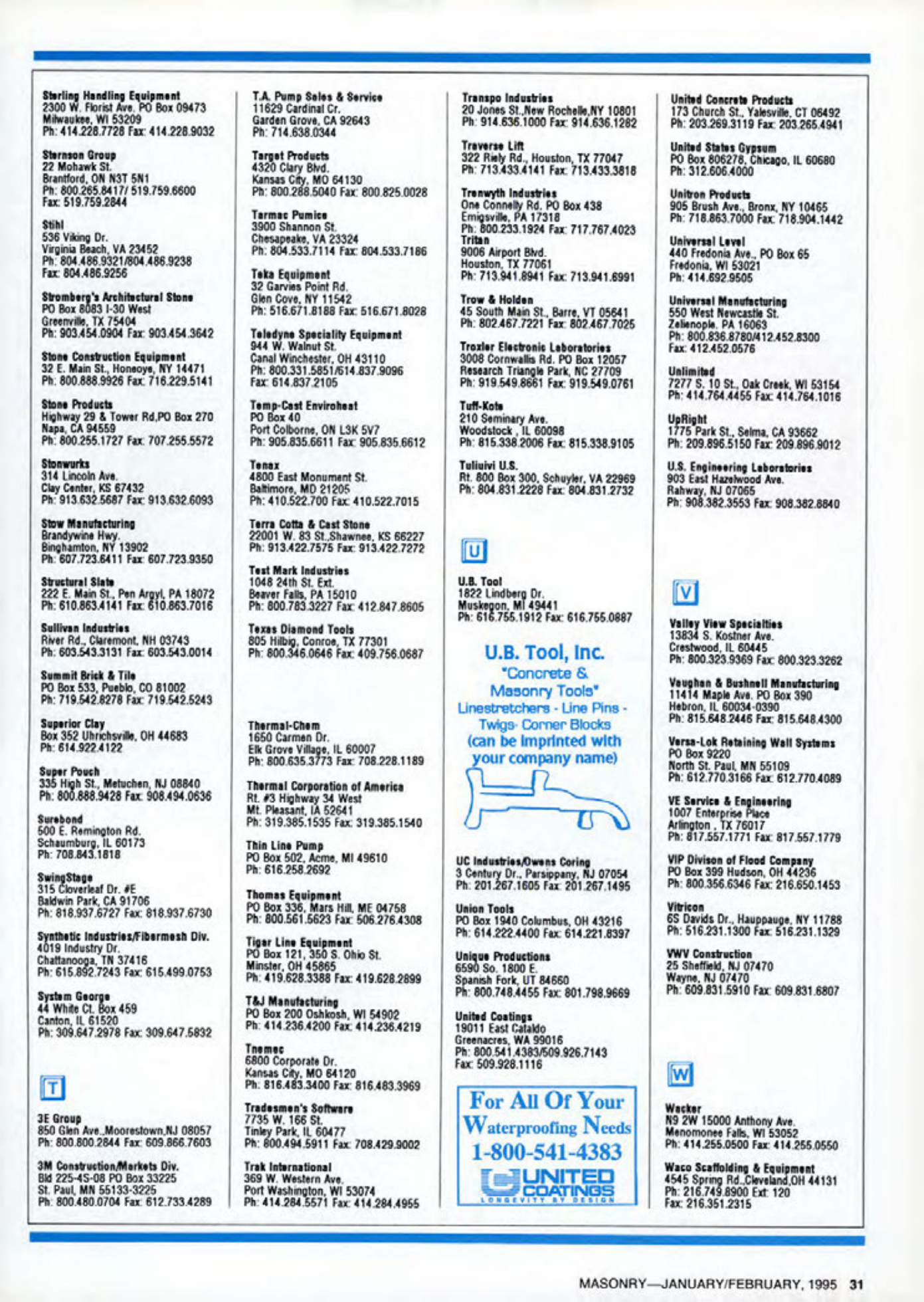 Masonry Magazine February 1995 Page. 31