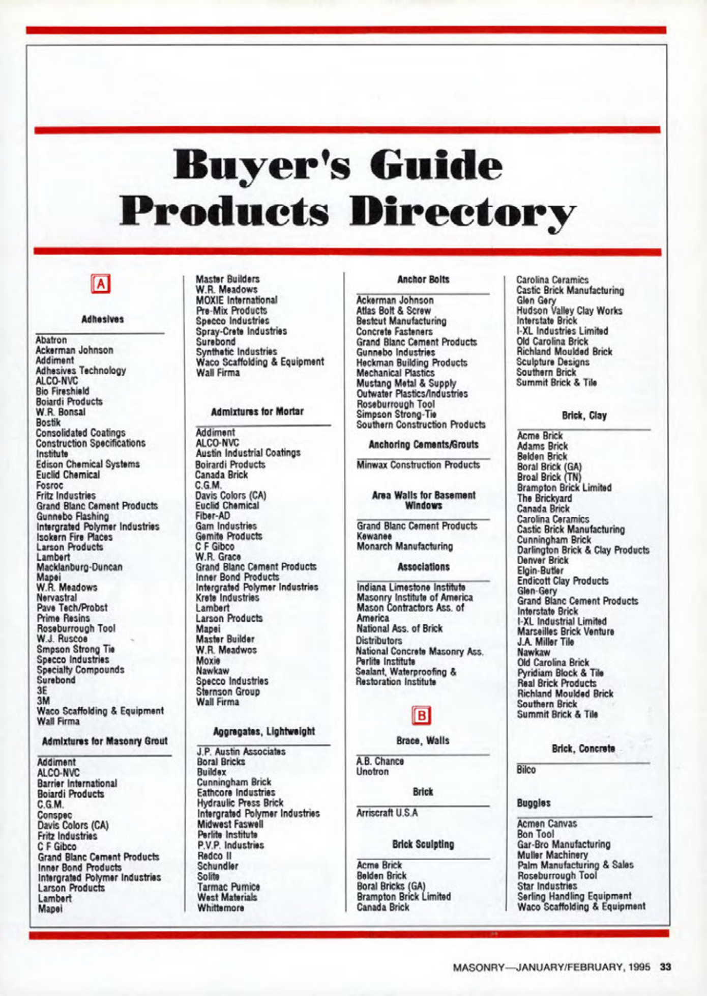 Masonry Magazine February 1995 Page. 33