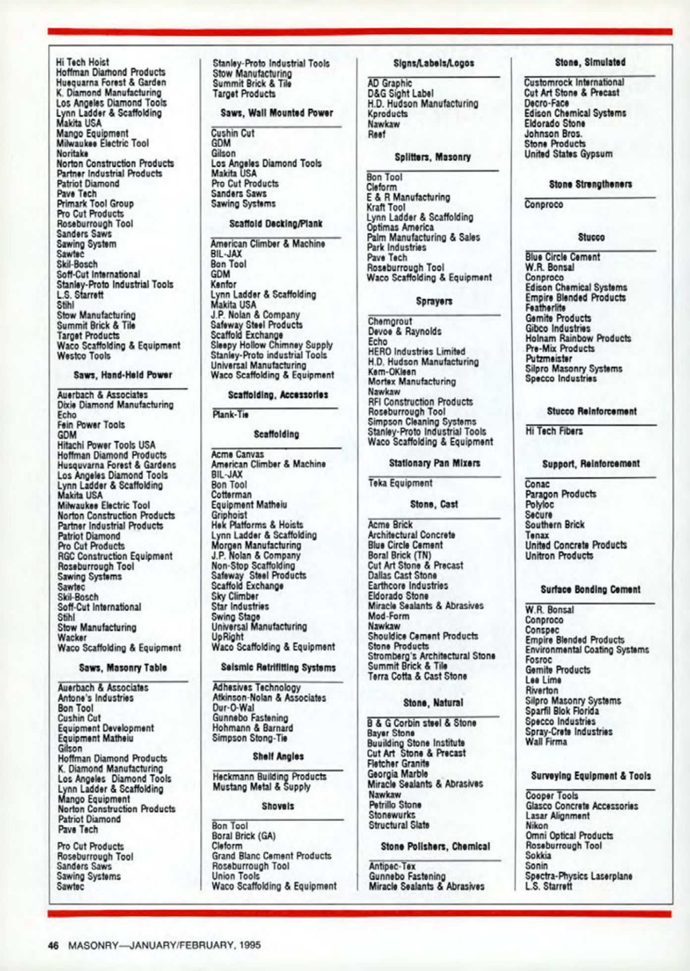 Masonry Magazine February 1995 Page. 46