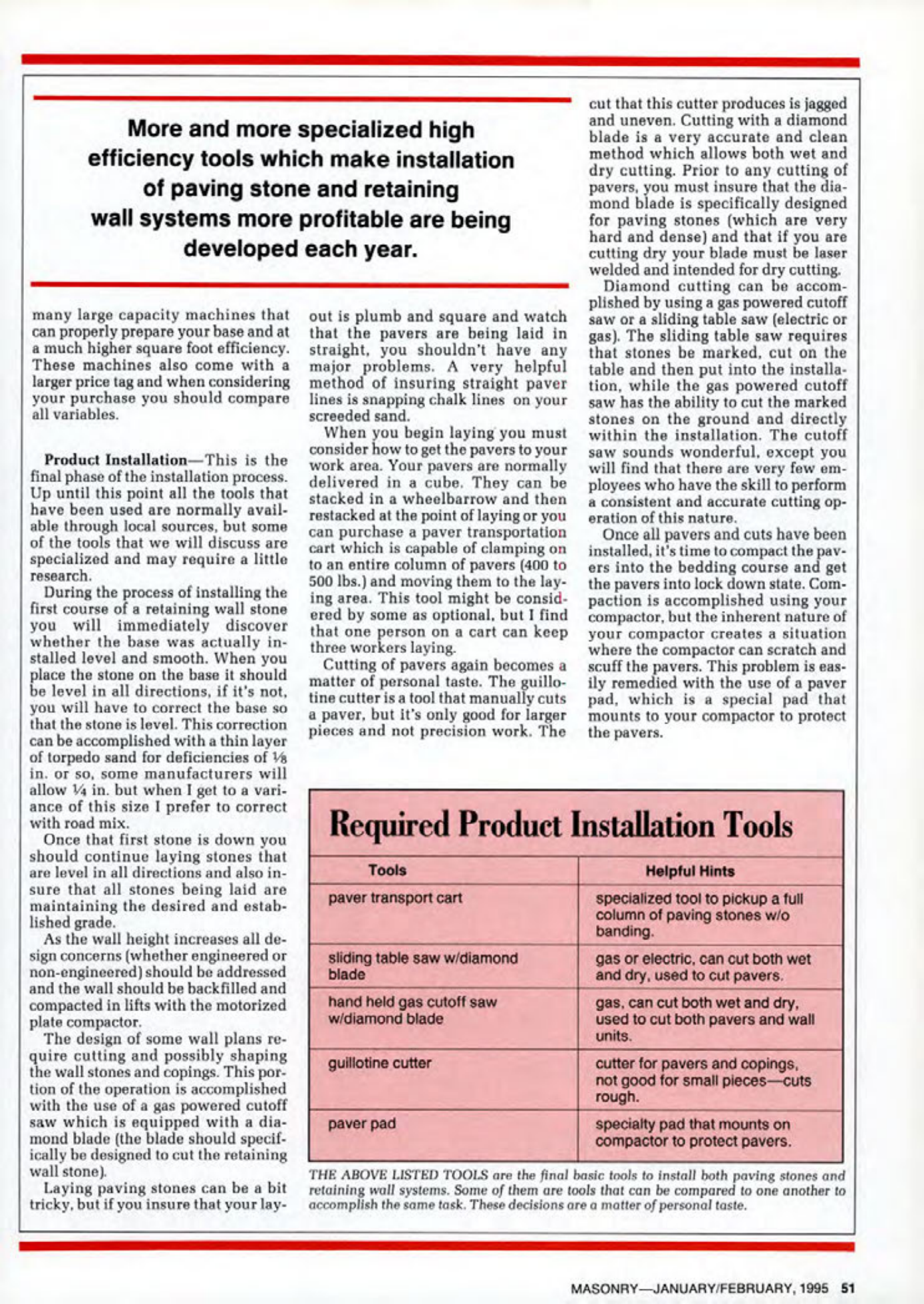 Masonry Magazine February 1995 Page. 51