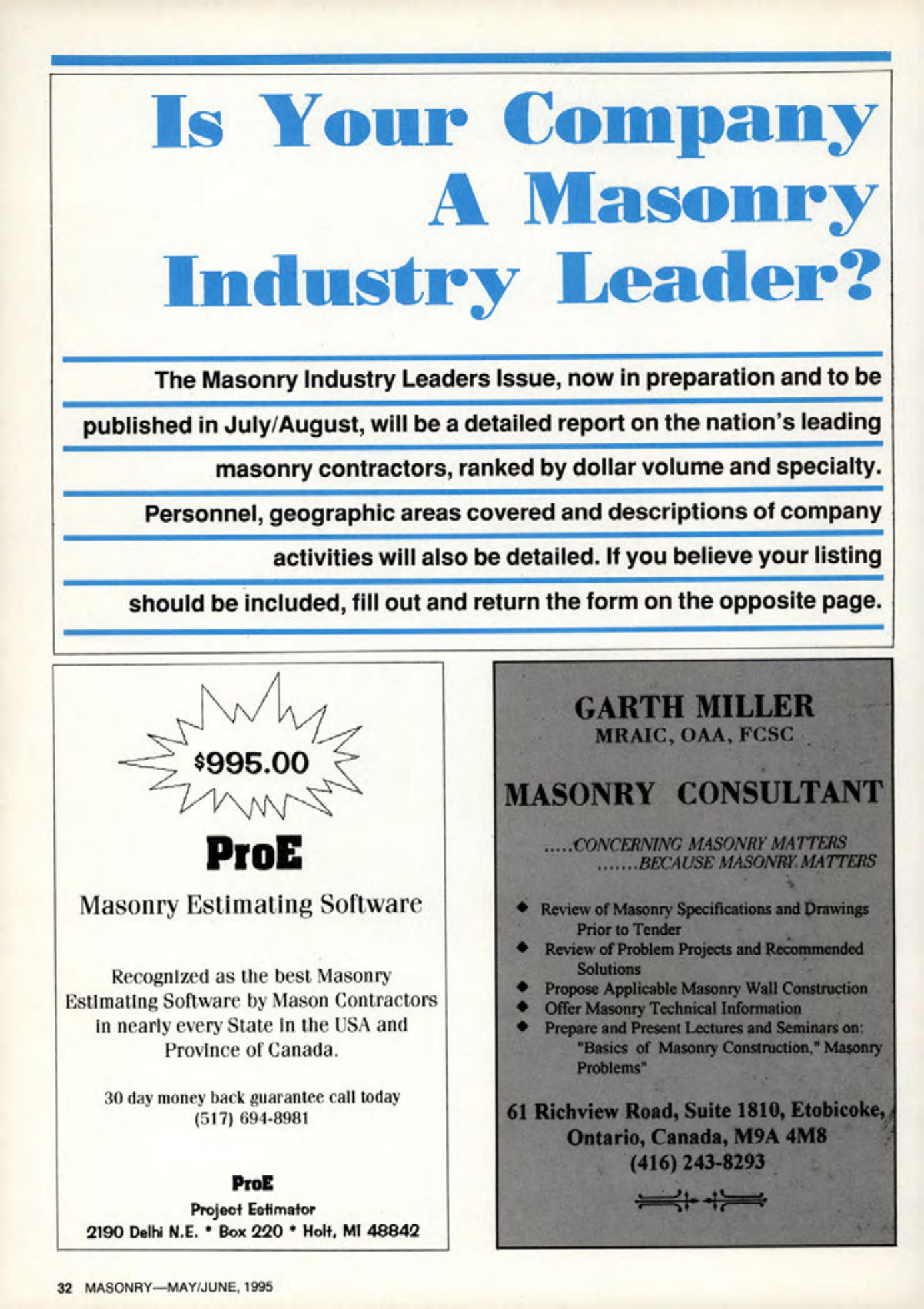 Masonry Magazine June 1995 Page. 32