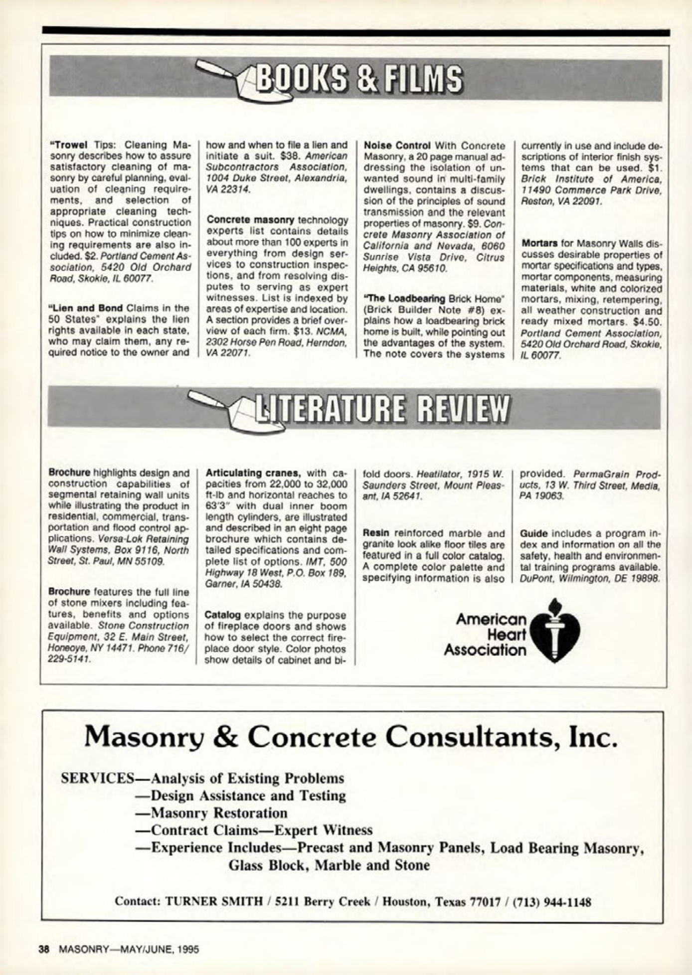 Masonry Magazine June 1995 Page. 38