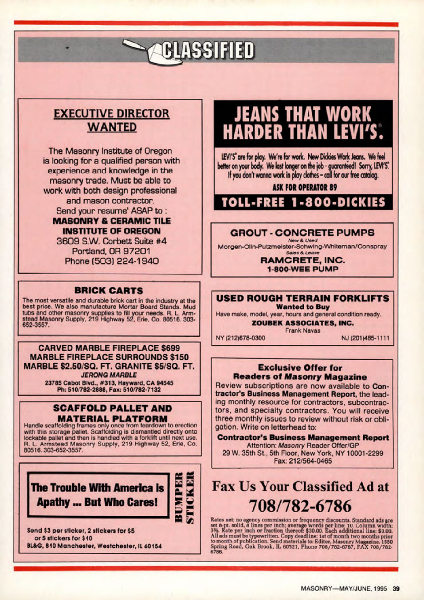 Masonry Magazine June 1995 Page. 39