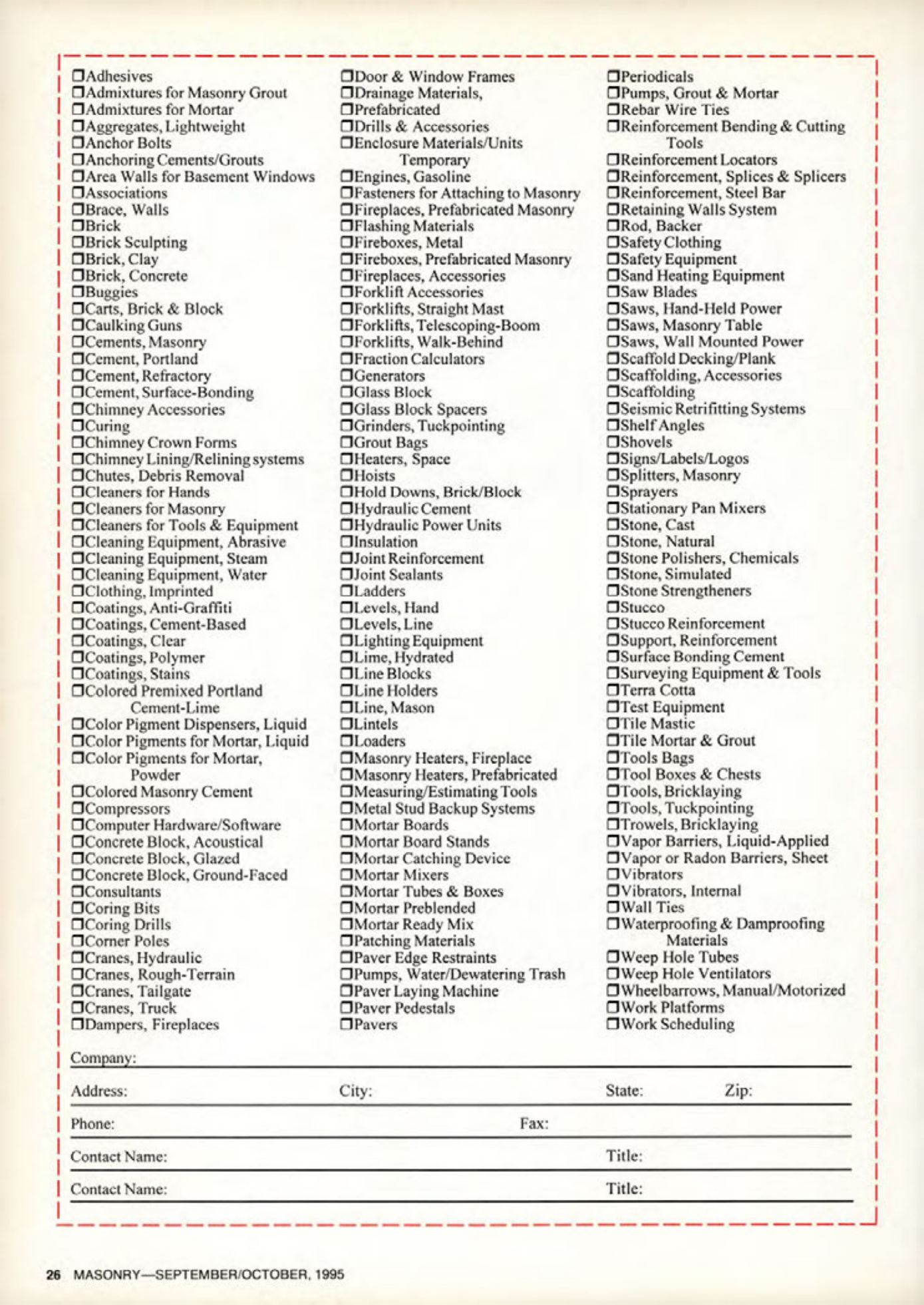 Masonry Magazine October 1995 Page. 26