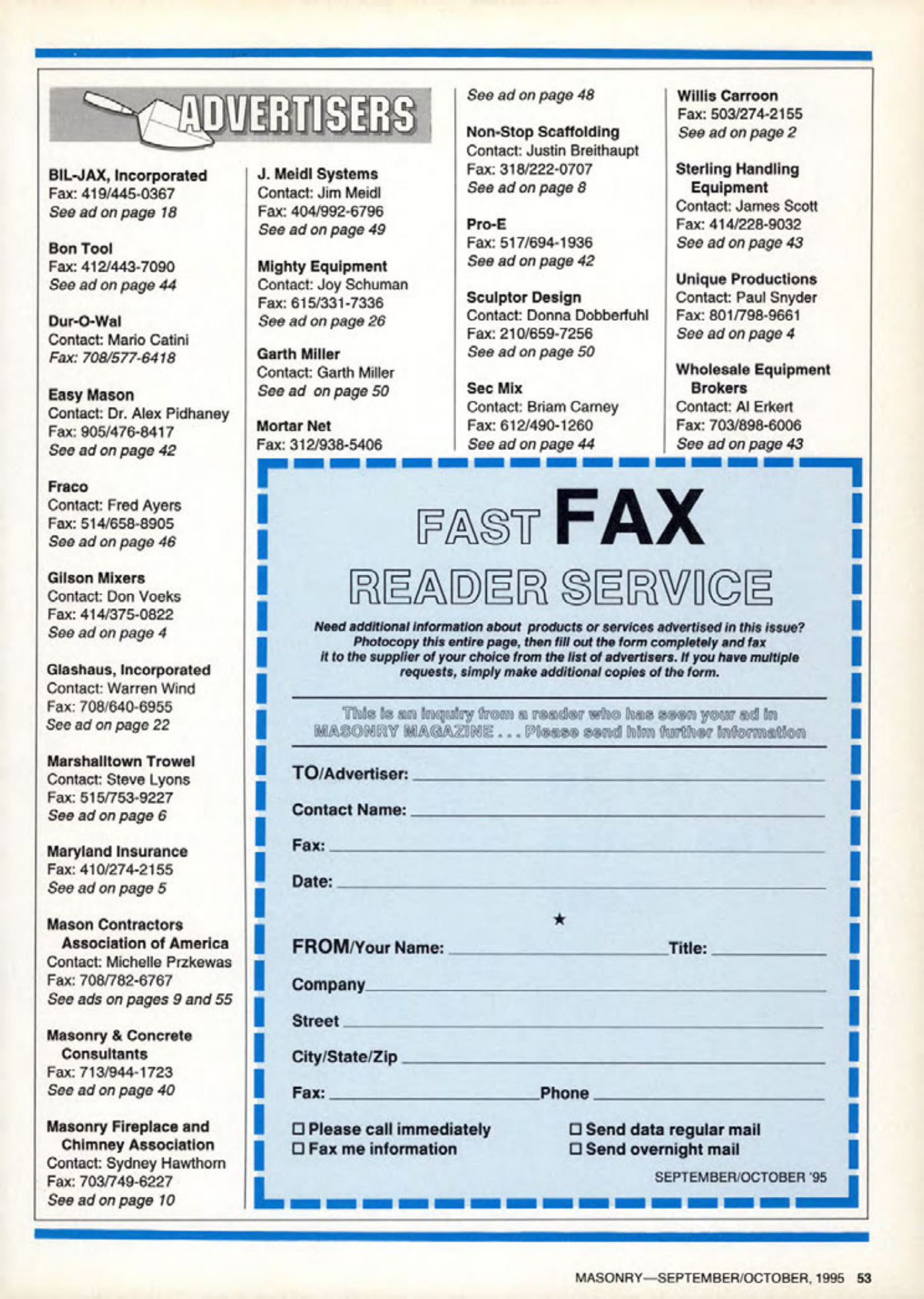 Masonry Magazine October 1995 Page. 53