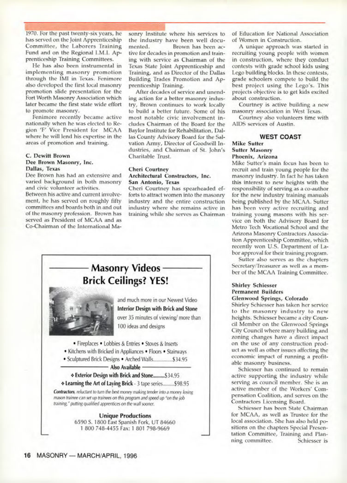 Masonry Magazine April 1996 Page. 16