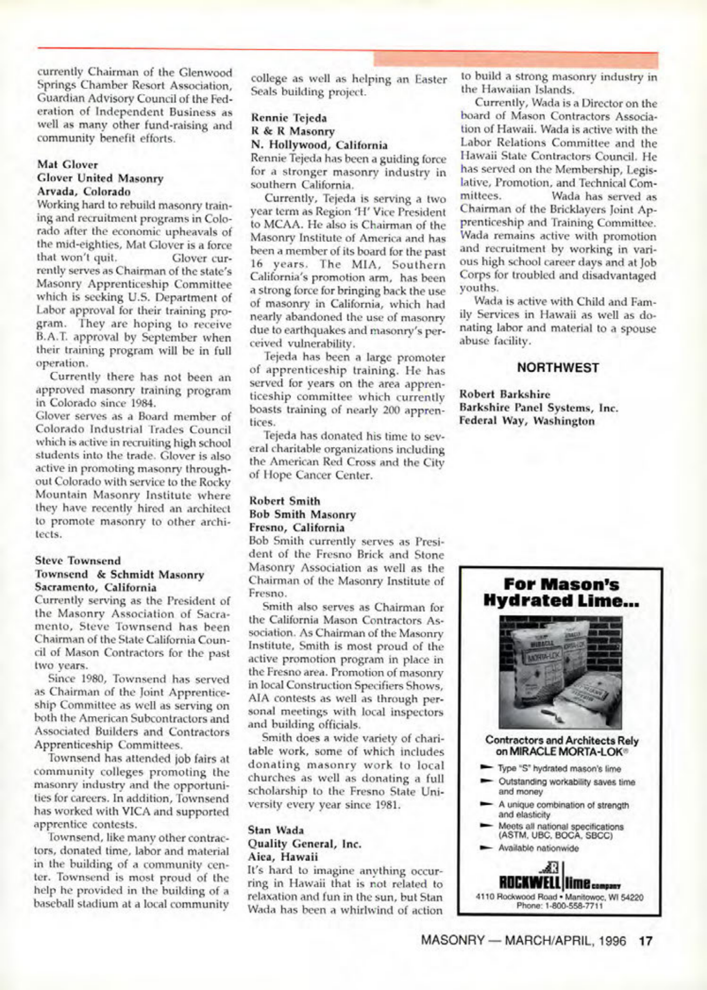 Masonry Magazine April 1996 Page. 17