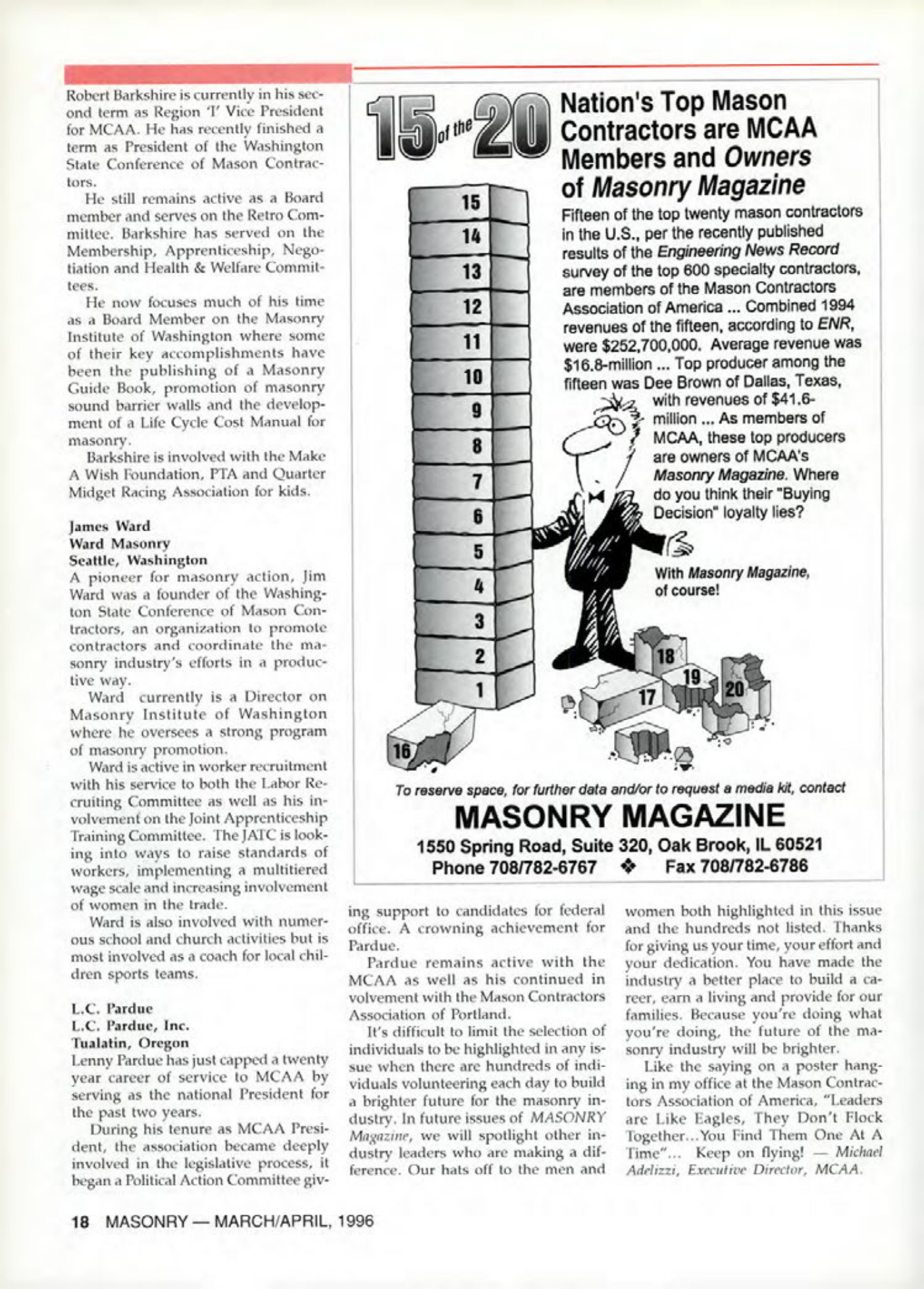 Masonry Magazine April 1996 Page. 18
