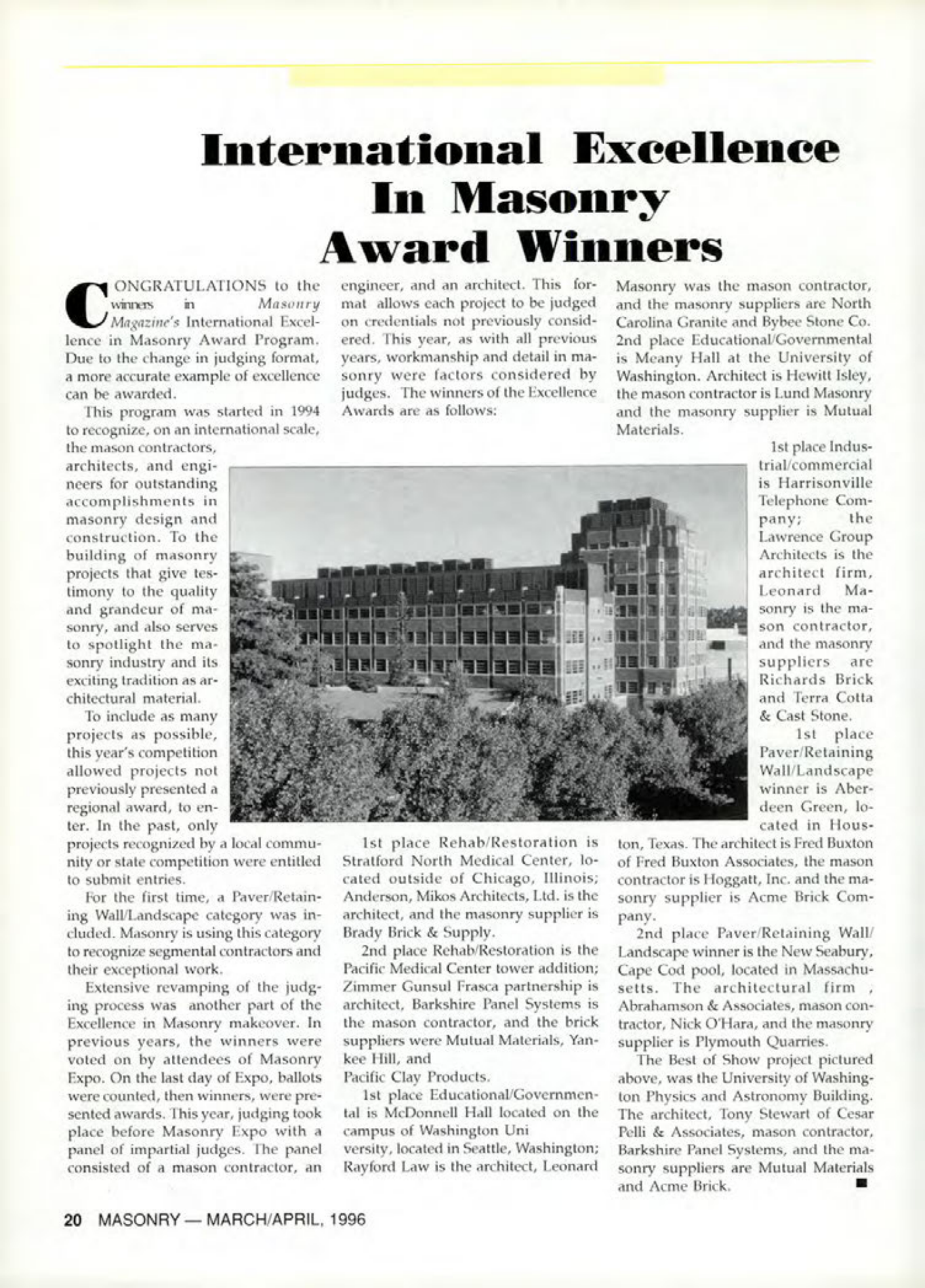 Masonry Magazine April 1996 Page. 20