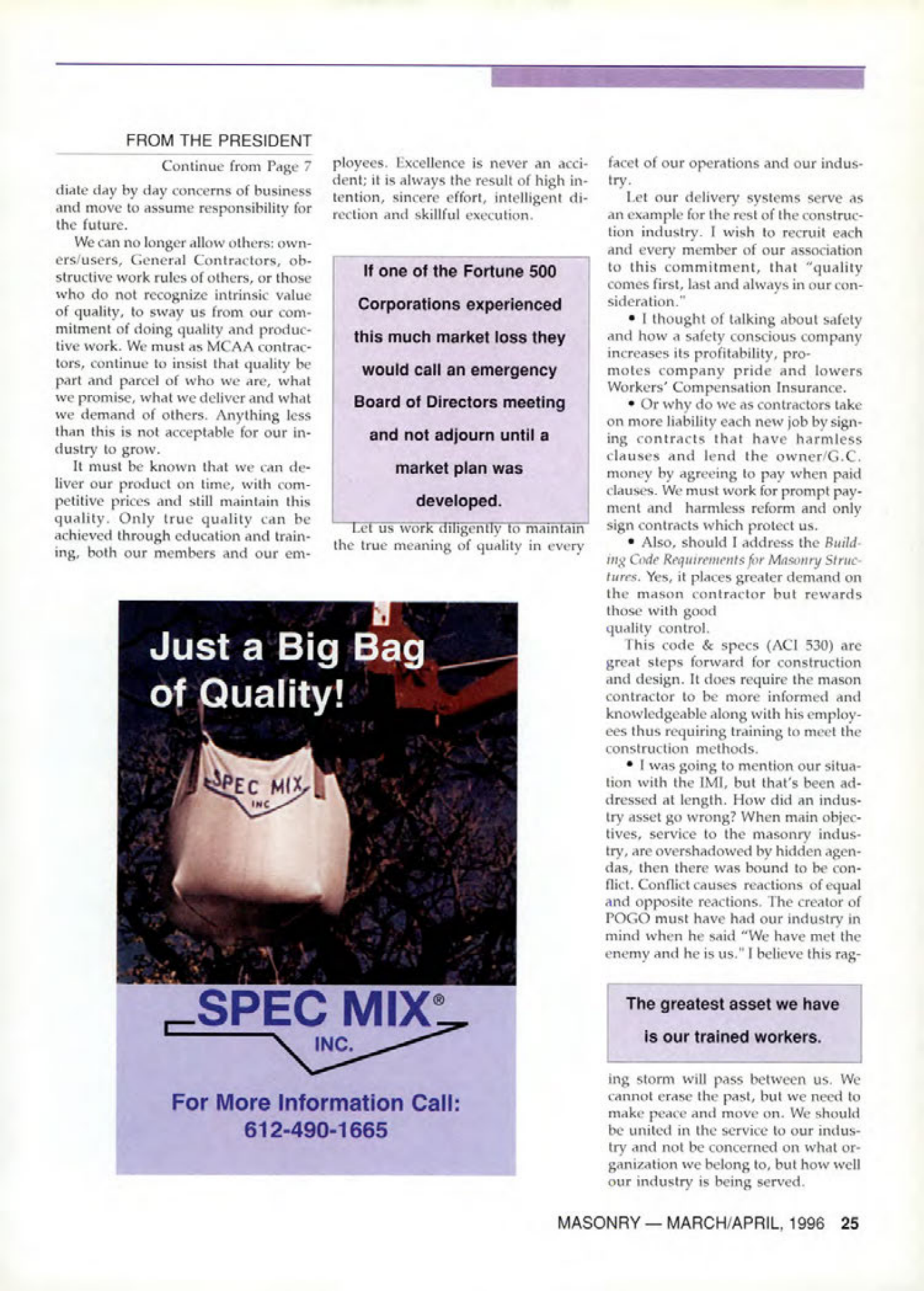 Masonry Magazine April 1996 Page. 25