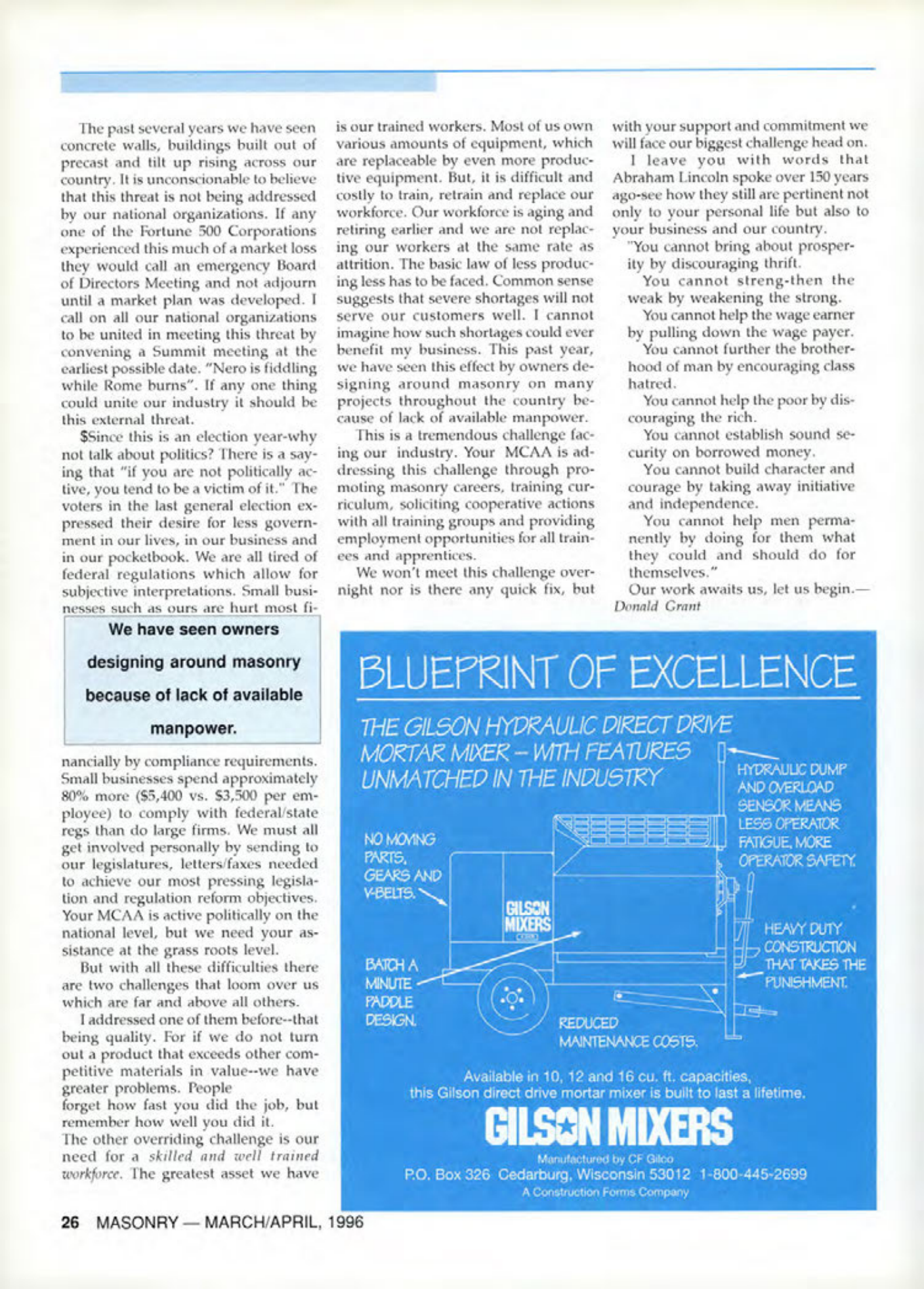 Masonry Magazine April 1996 Page. 26