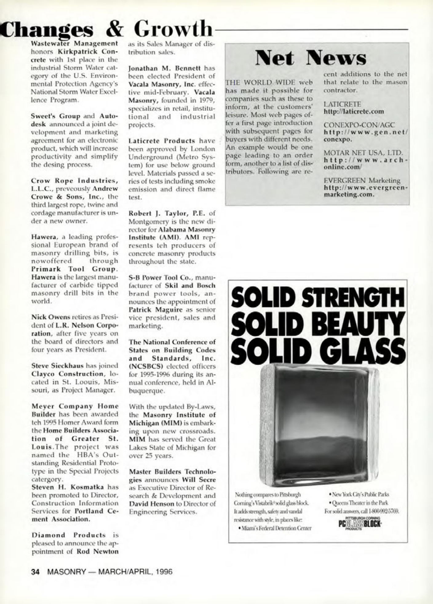 Masonry Magazine April 1996 Page. 34