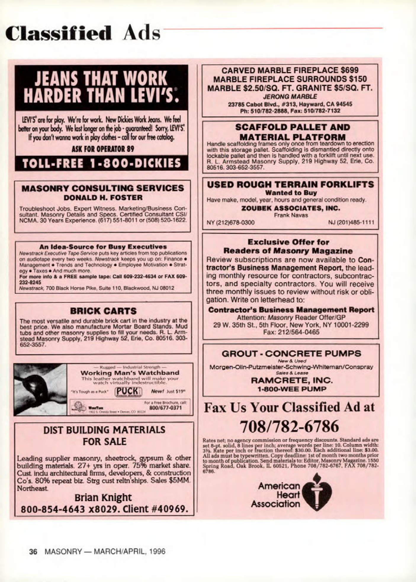 Masonry Magazine April 1996 Page. 36