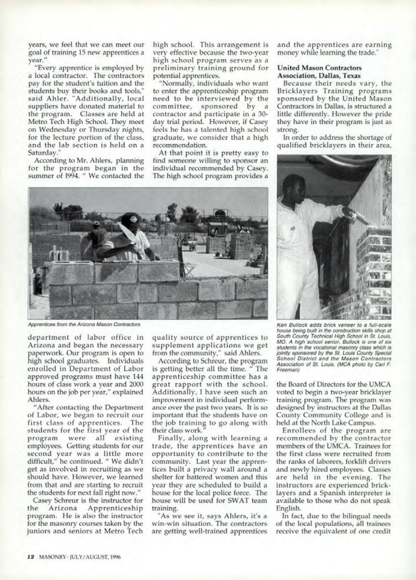 Masonry Magazine August 1996 Page. 12