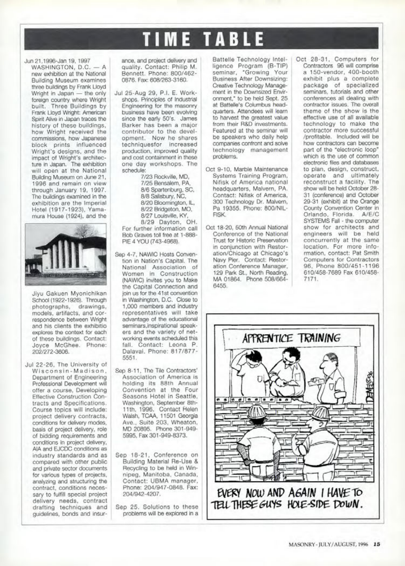 Masonry Magazine August 1996 Page. 15