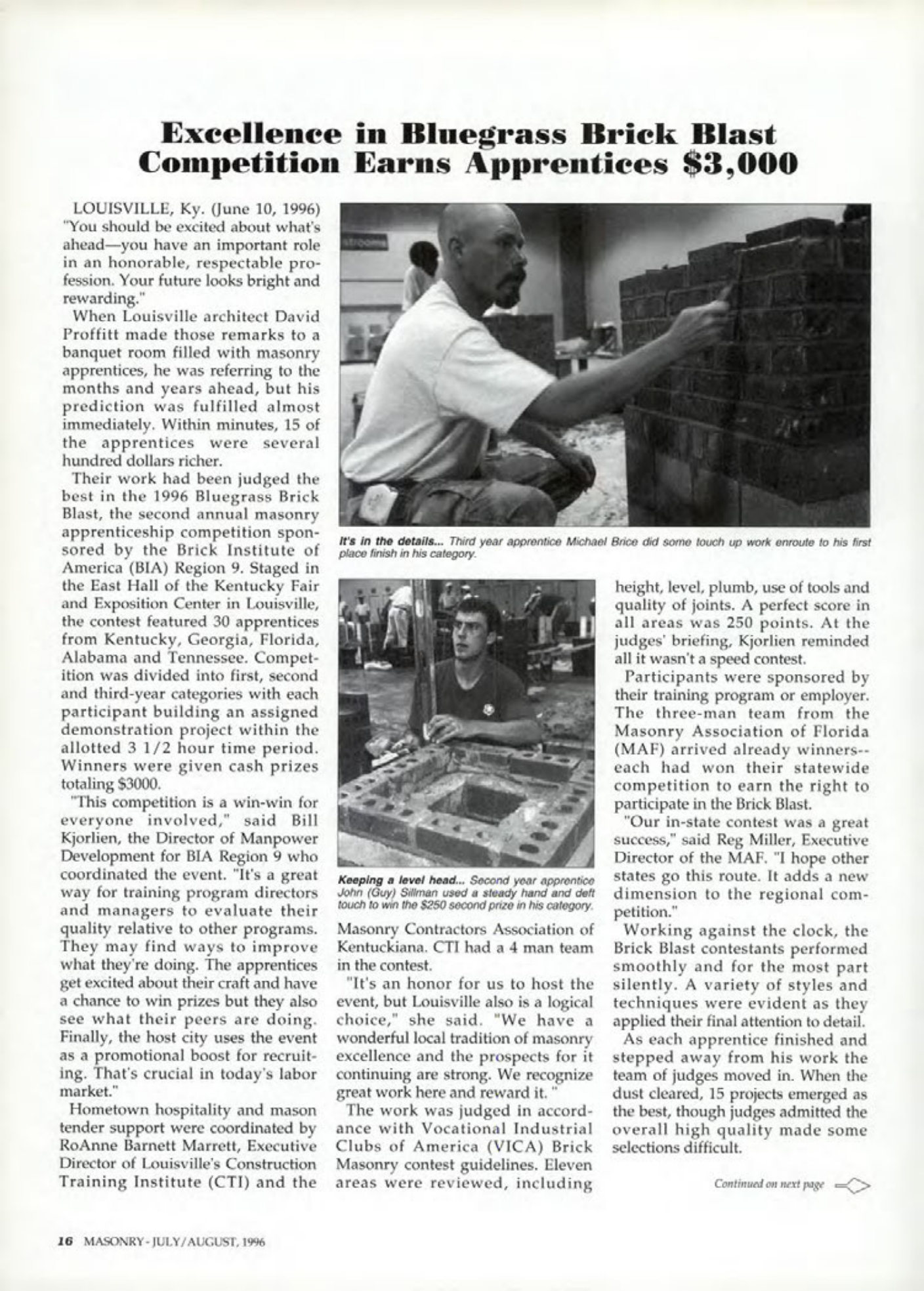Masonry Magazine August 1996 Page. 16
