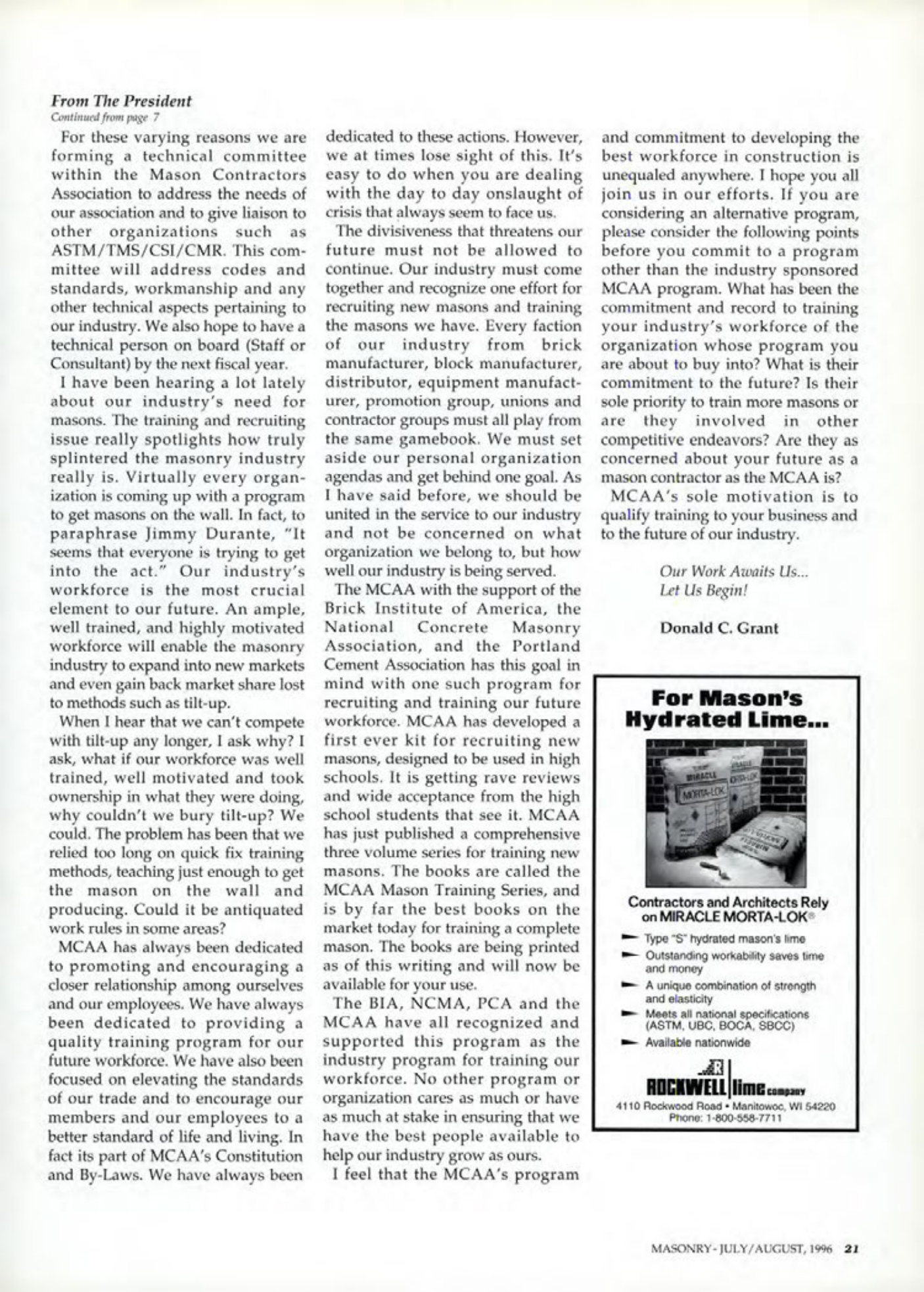 Masonry Magazine August 1996 Page. 21