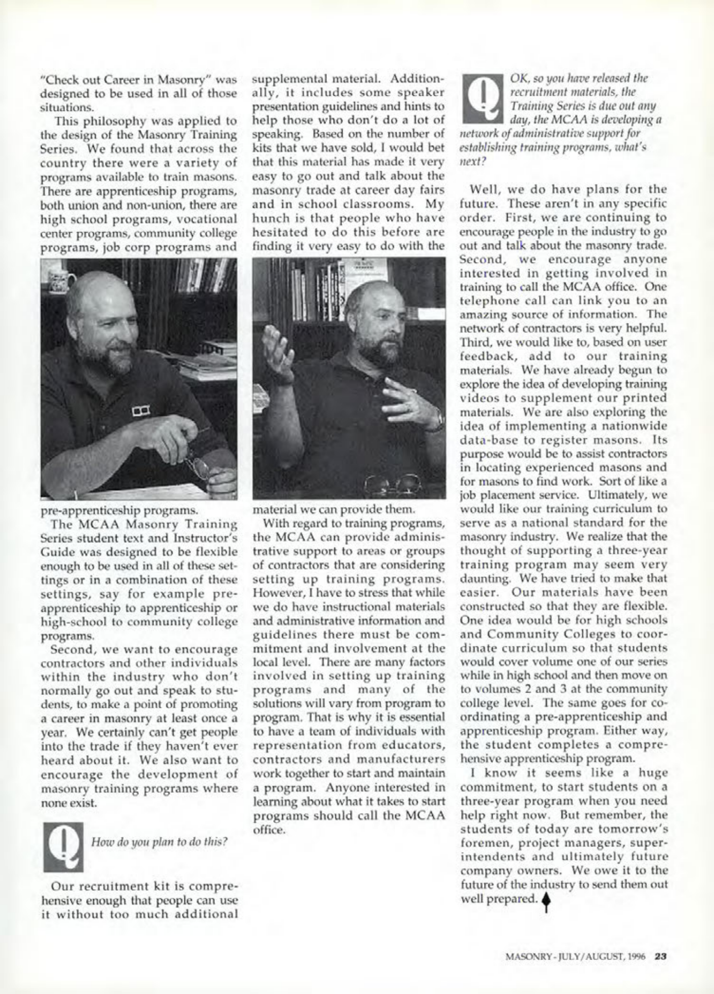 Masonry Magazine August 1996 Page. 23