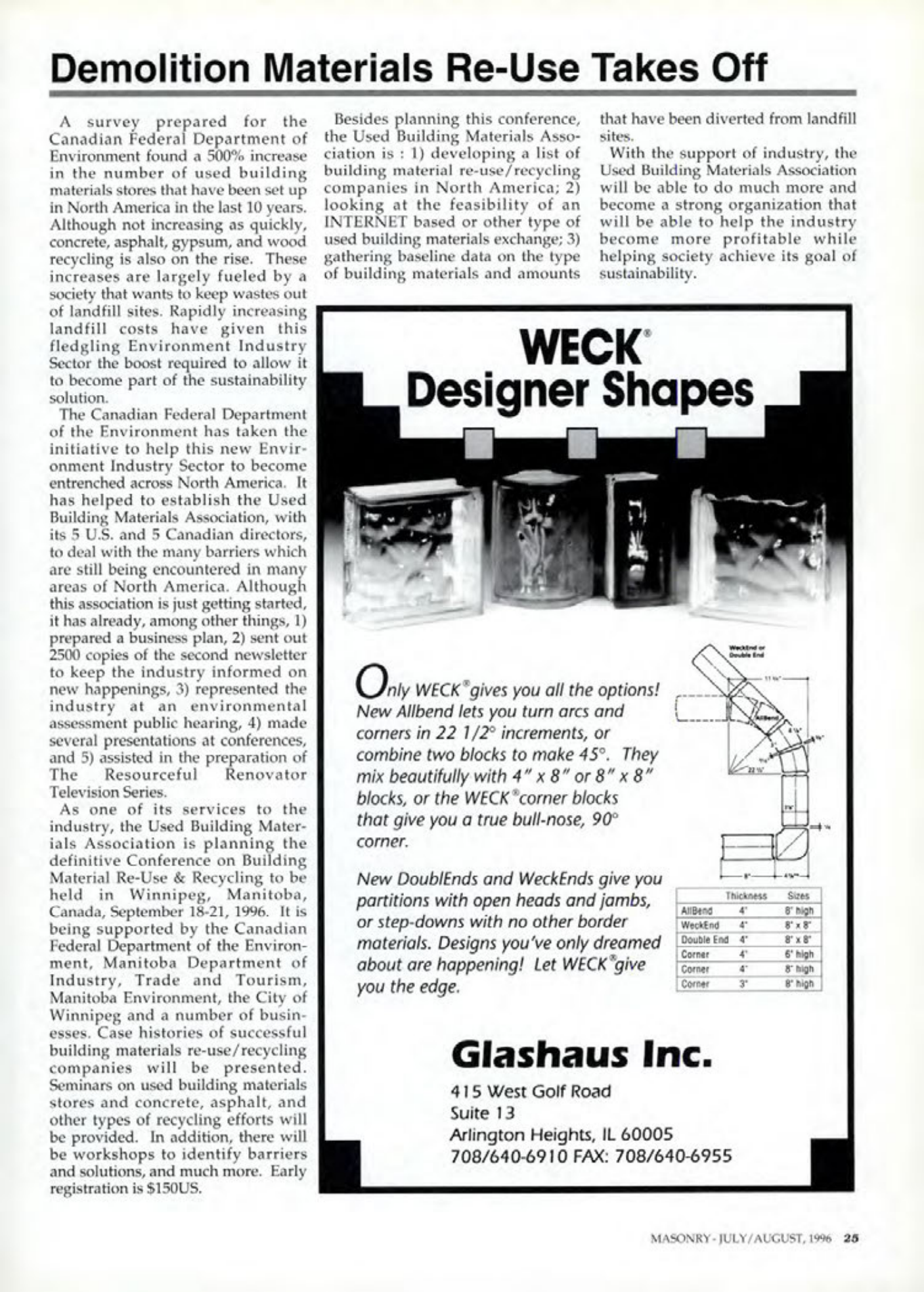 Masonry Magazine August 1996 Page. 25