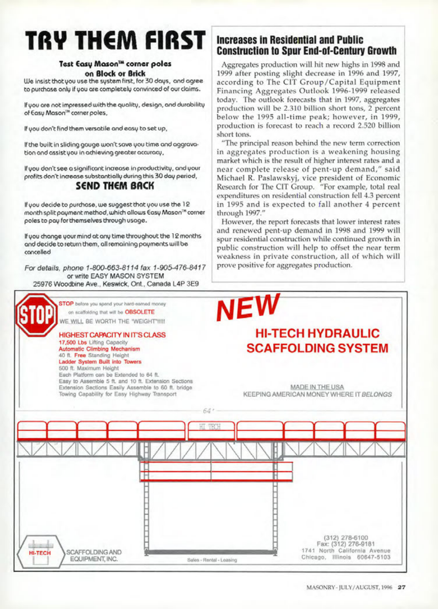 Masonry Magazine August 1996 Page. 27