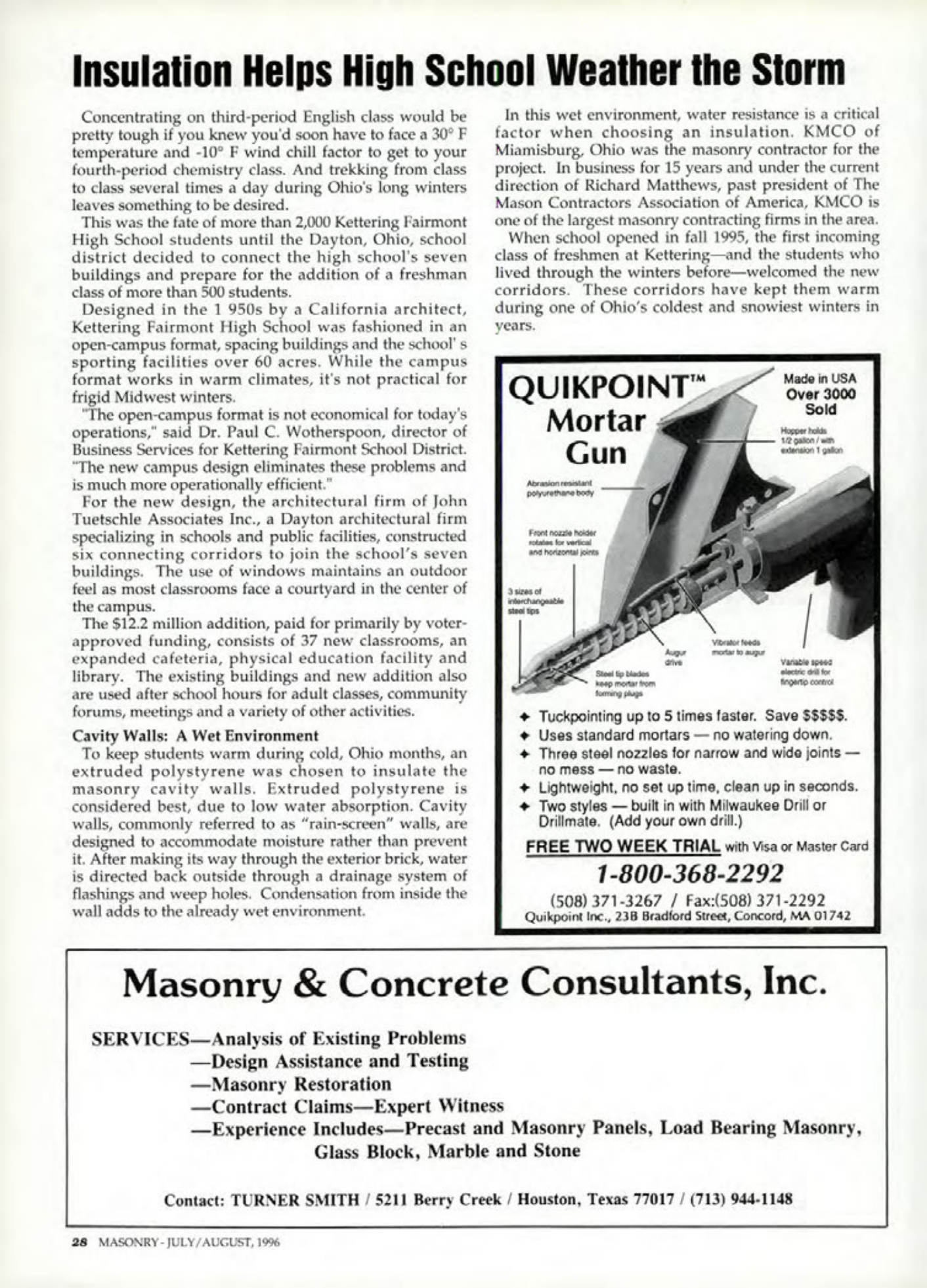 Masonry Magazine August 1996 Page. 28