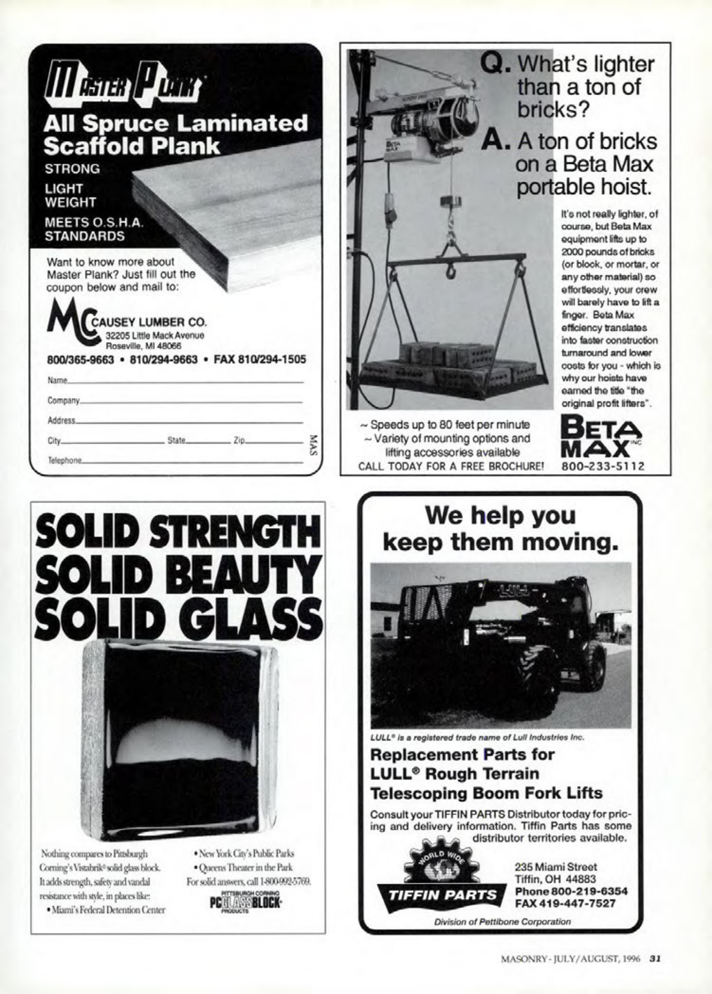 Masonry Magazine August 1996 Page. 31