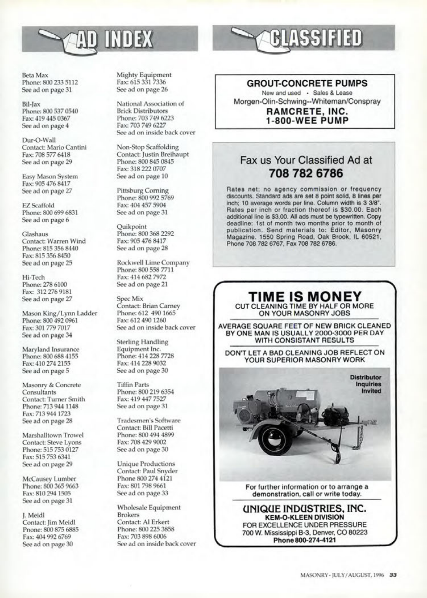 Masonry Magazine August 1996 Page. 33