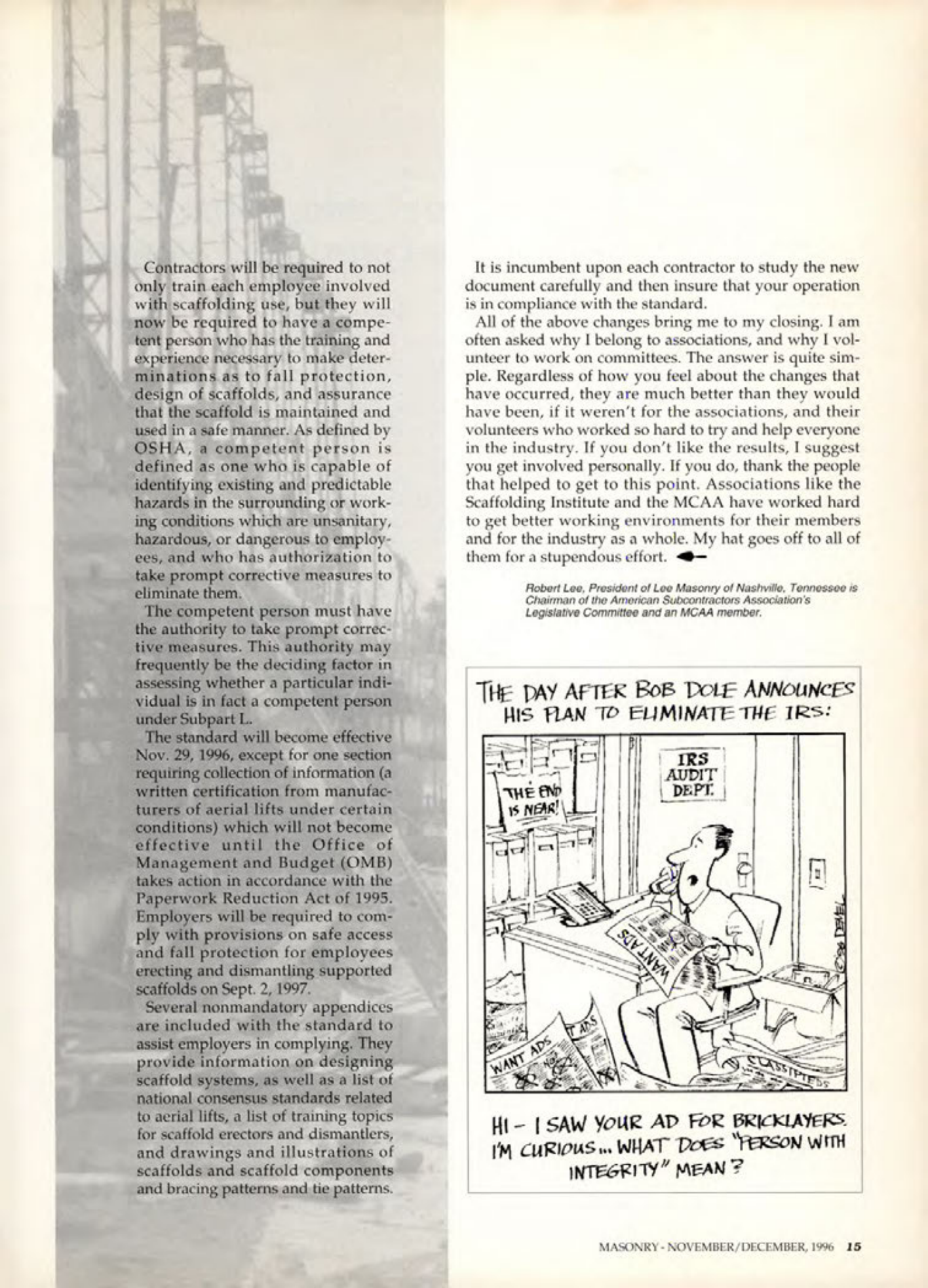 Masonry Magazine December 1996 Page. 15